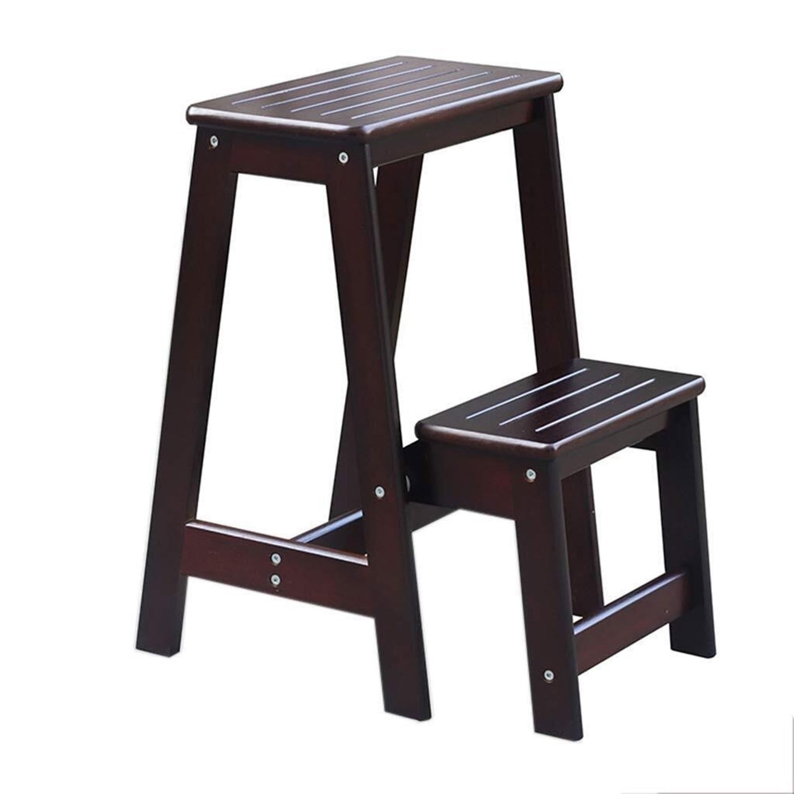 Taburete plegable de madera noble con acabados de nogal negro para interiores y despachos