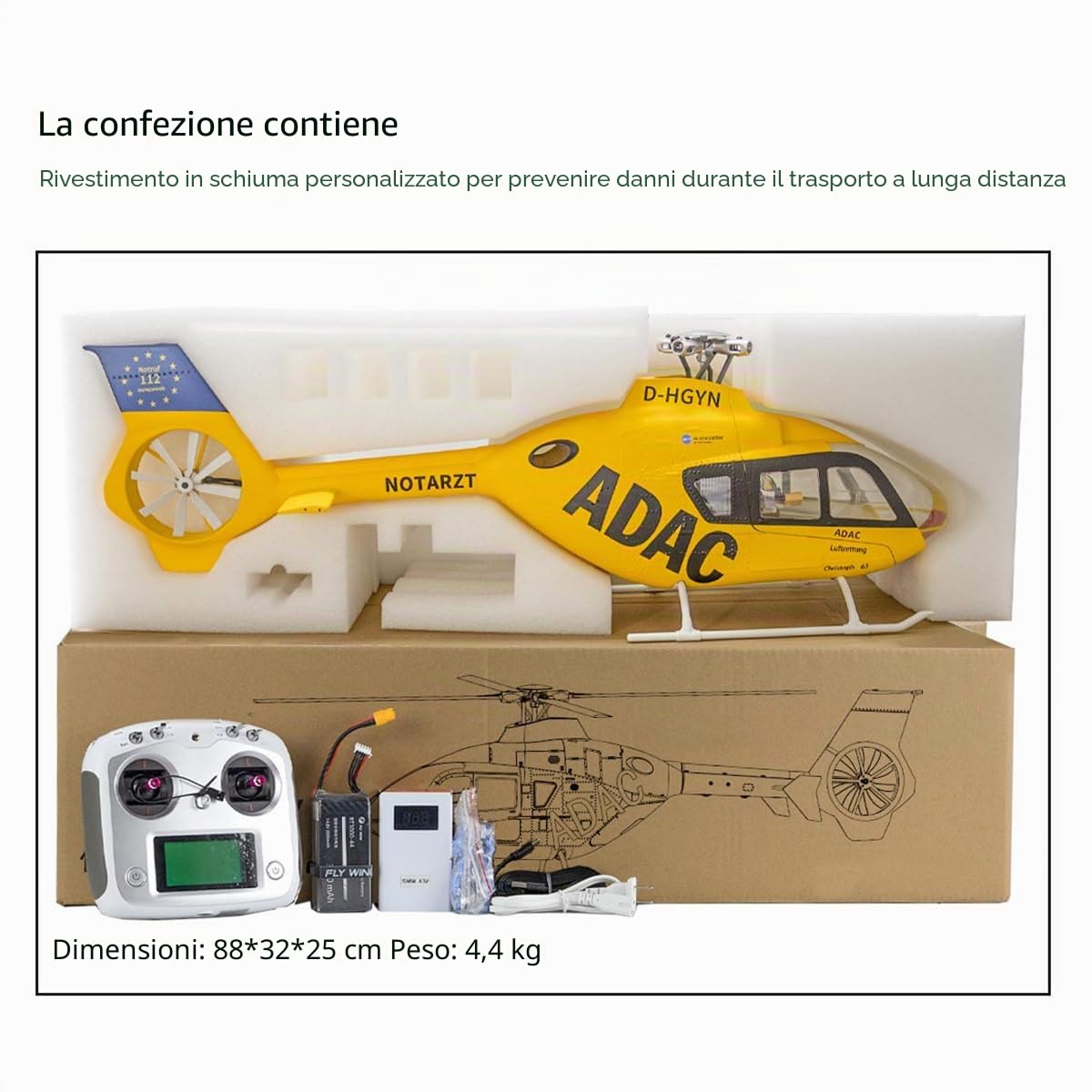 FLYWING EC135 Elicottero RC di Classe 470 - 2.4G 6CH con GPS Beidou, Controllore di Volo H1 e Motore Brushless 16V, Tempo di Volo Lungo, Drone Avanzato per Stunt 3D e Ritorno Automatico a