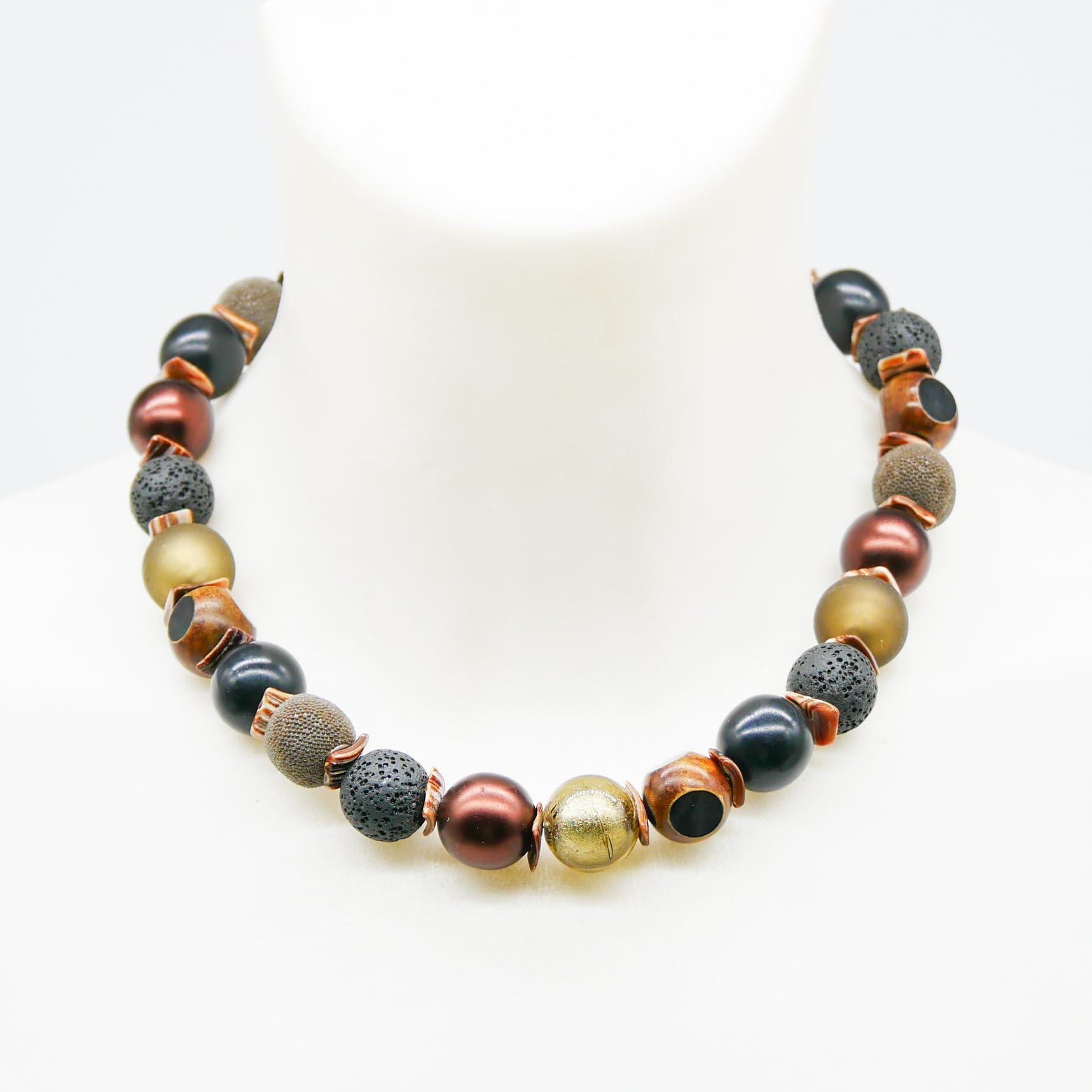 Perlenkette Halskette Damen Handmade 45 cm Statement Kette