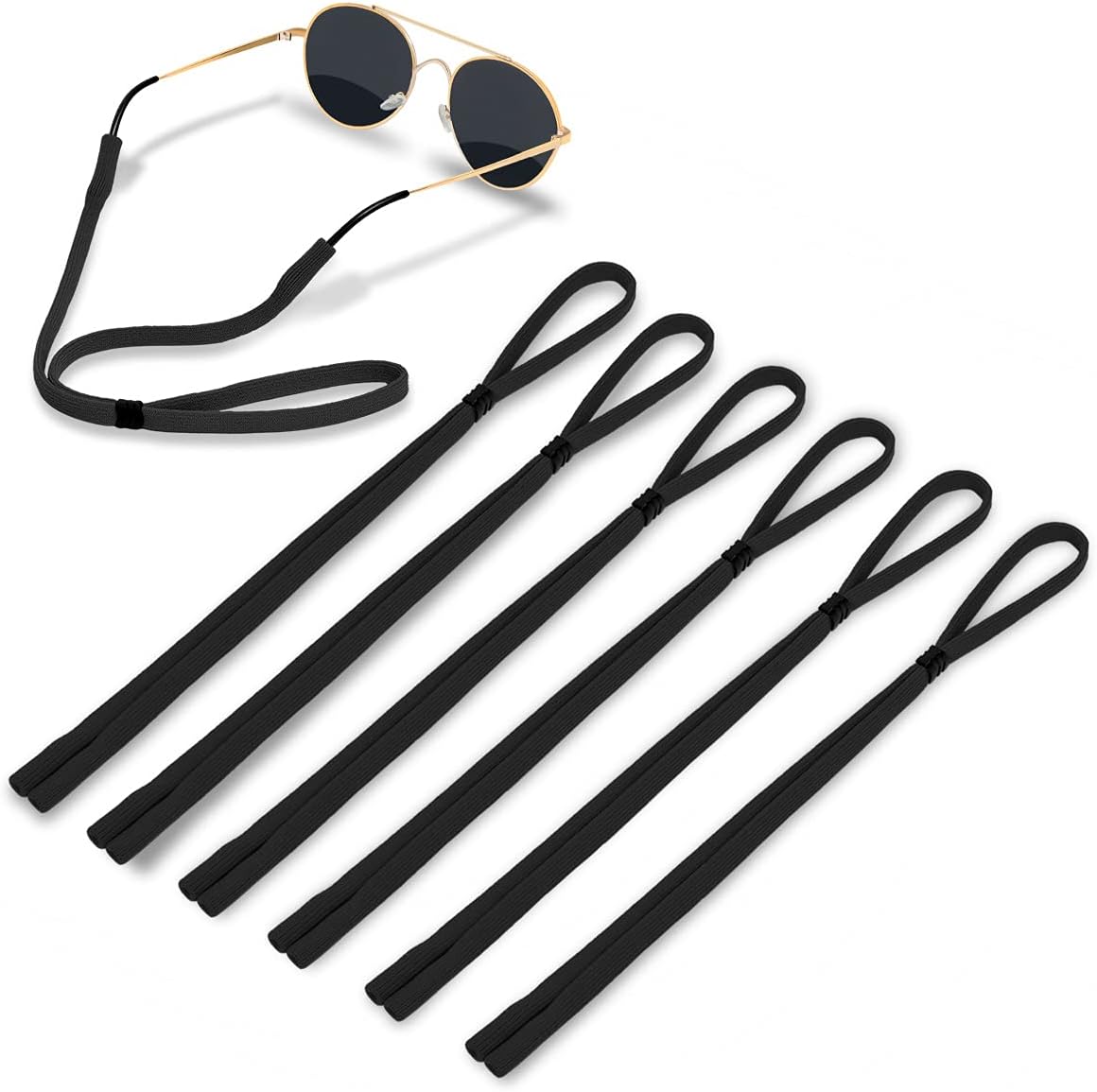 Sports Glasses Holder - Unisex Sunglass Strap (Pack of 6), Soft Comfortable Eye Glasses String Strap for Men Women