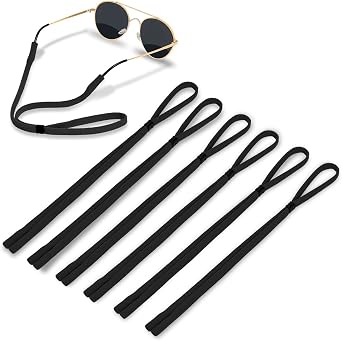 HALF CRESCEN Glasses Strap Pack of 6 Glasses Holder, Soft Elastic Nylon Sunglass Strap for Men Women