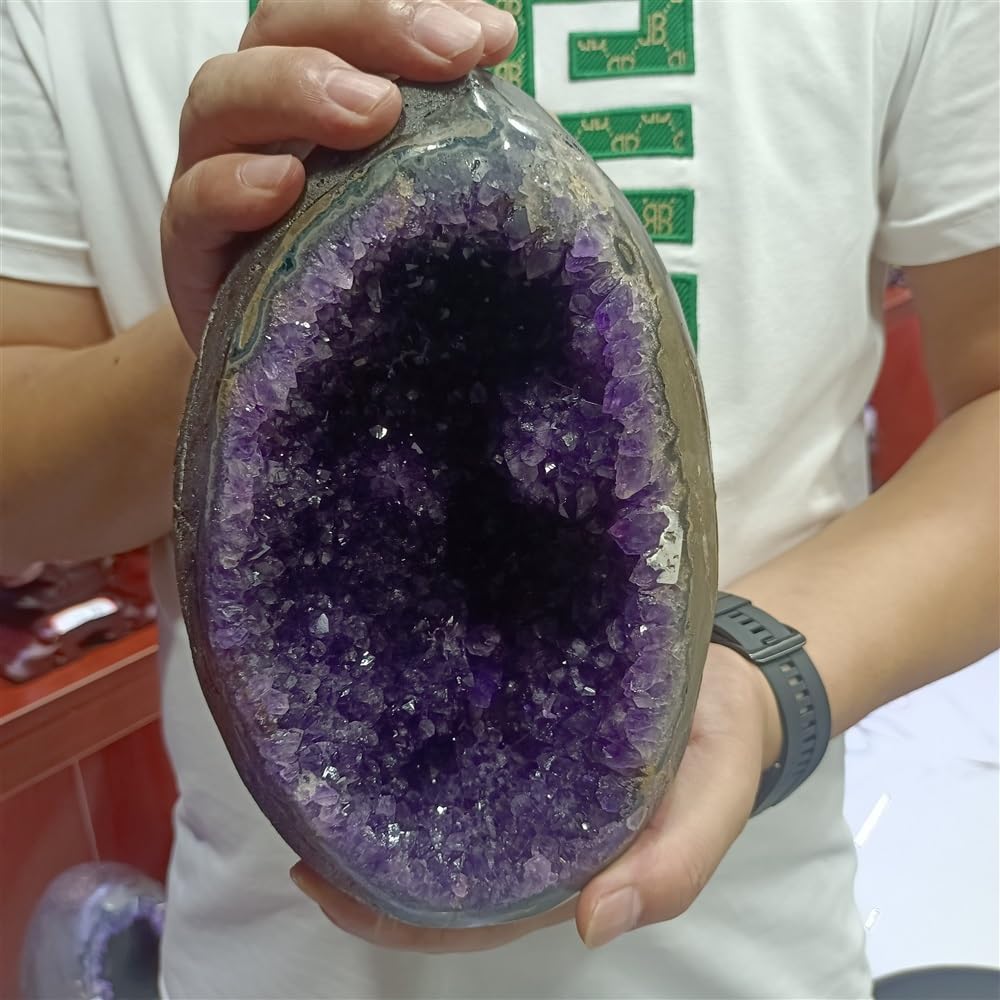 Amazon.co.jp: 天然水晶の原石 天然ブラジルアメジスト恐竜卵結晶洞窟 