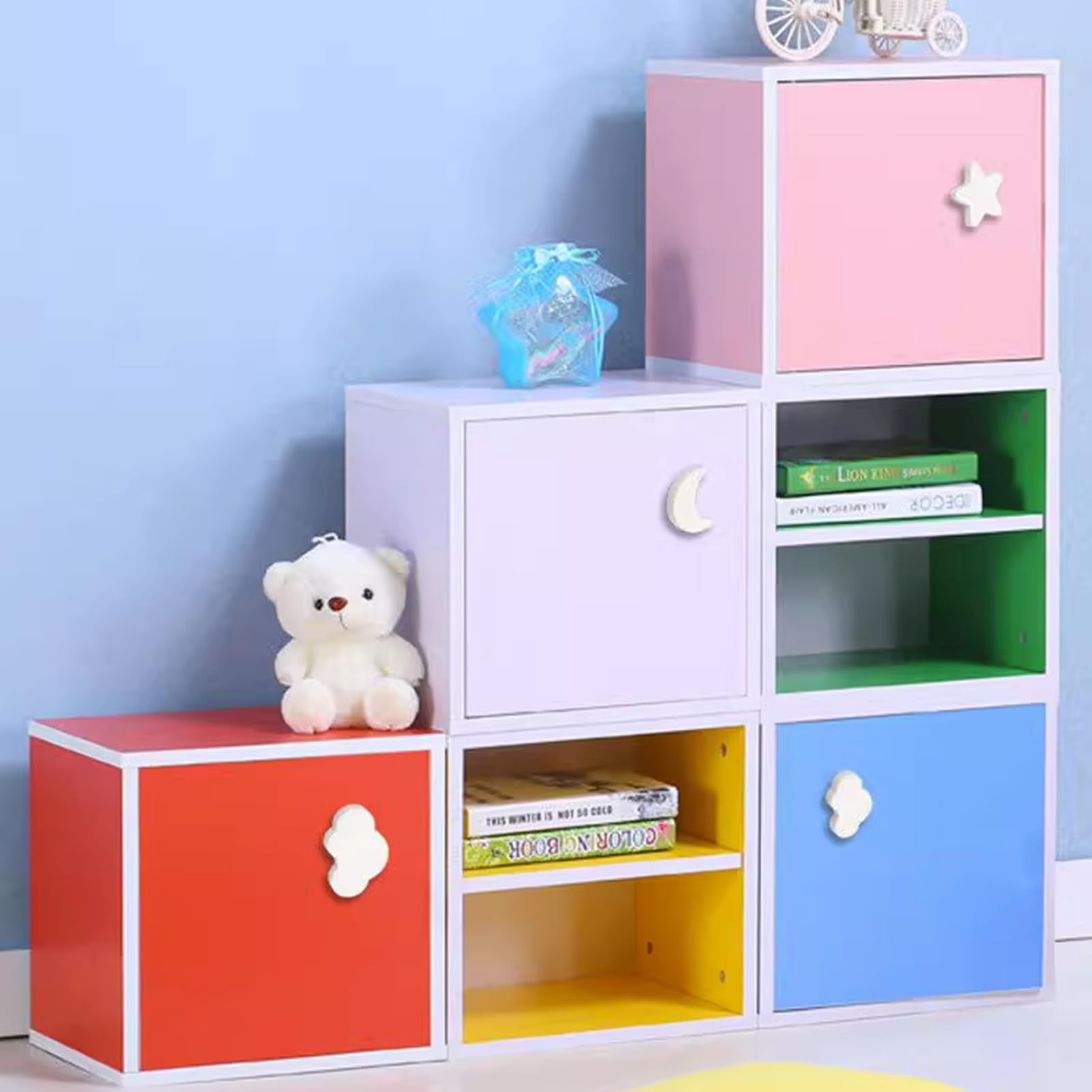 Orenge 10 Pezzi Pomelli per Bambini Colorate Pomelli per Cassetti in Legno Pomello Maniglie per Armadio con 10 Vite Manopole per Mobili da Cucina Cassetto Camera dei Bambini Bagno Decorazione