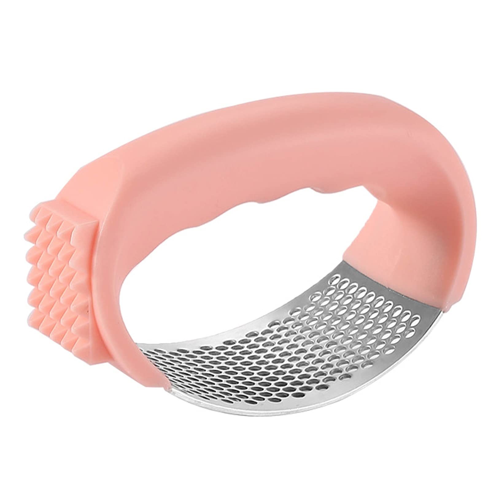 Knoblauchzerkleinerer, manuelle Knoblauchpresse, Wippe, Edelstahl, rutschfest, rostfrei, für die Küche, Knoblauchzerkleinerer, Fleischwolf, praktische Küchenwerkzeuge (Rosa)