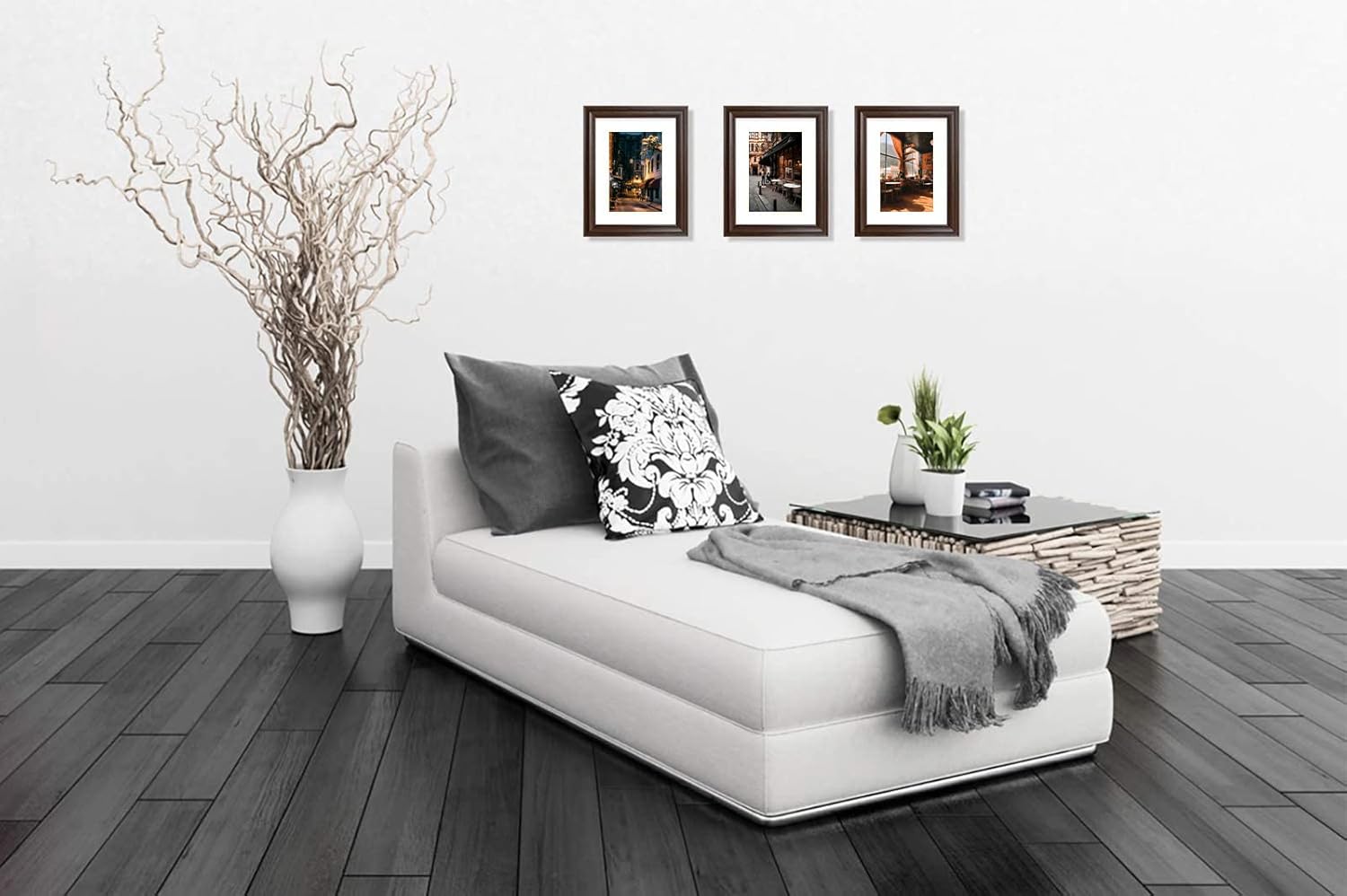 Golden State Art, 12x16 Raised Brown Frame - White Mat for 8x12 Photo - Traditional High Rise Molding - Wood Grain Finish - Wall Mounting - Portrait/Landscape - Tempered Glass, 1 Opening