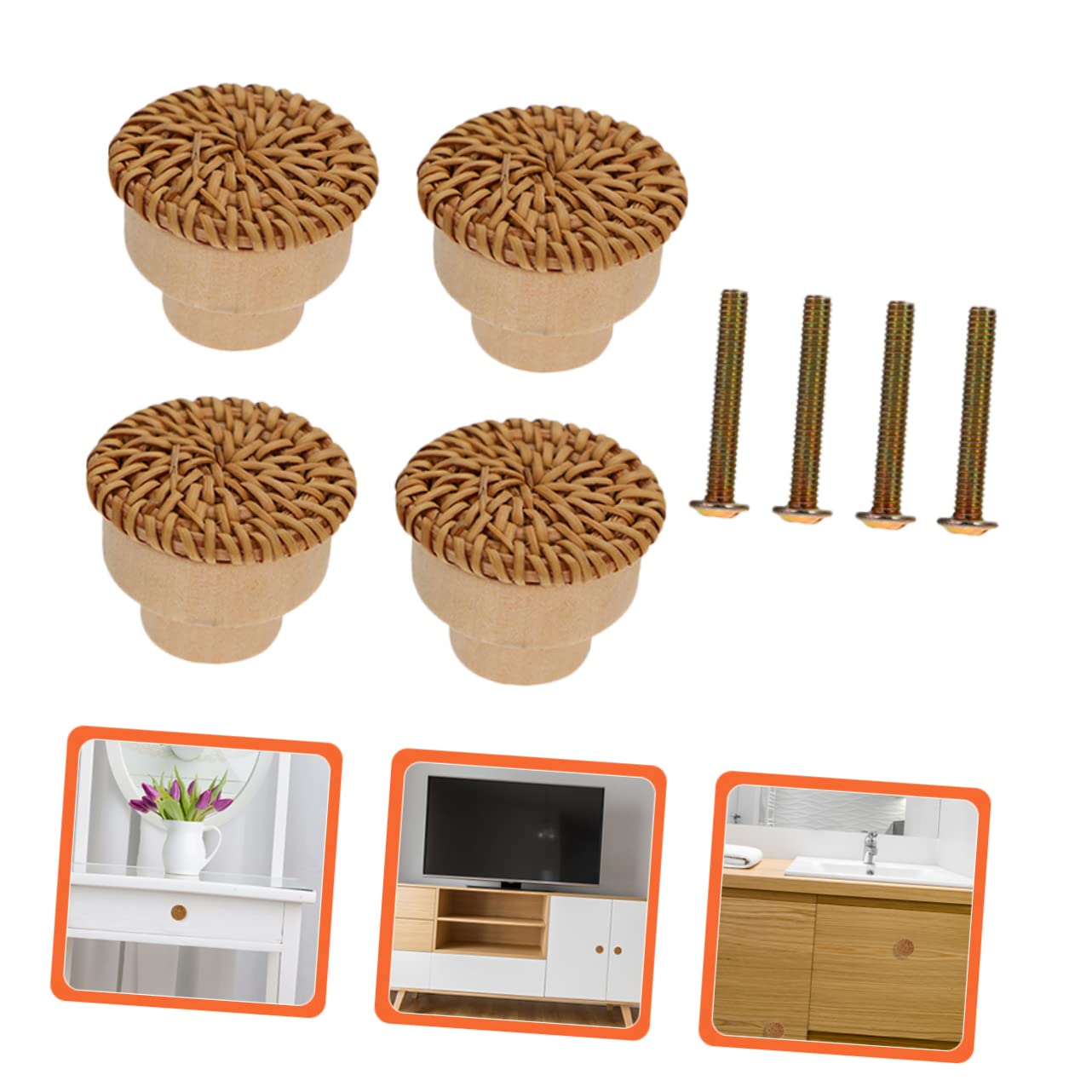 Uonlytech 4 Set Manico in Bambù Pomelli Decorativi Per Porte Comò Naturale Maniglie Delle Ante Dei Mobili Da Cucina Arredamento Legnoso Maniglie Dei Cassetti Del Comò Ki Di Legno 4 Pezzi * 4