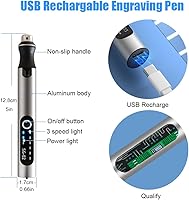 Vista 3 de USB Rechargable Engraving Machines Pen with 35bits,Mini Electric Engraver Etching Machines Cordless Rotary Tools Engraved Jewelry Stone Metal