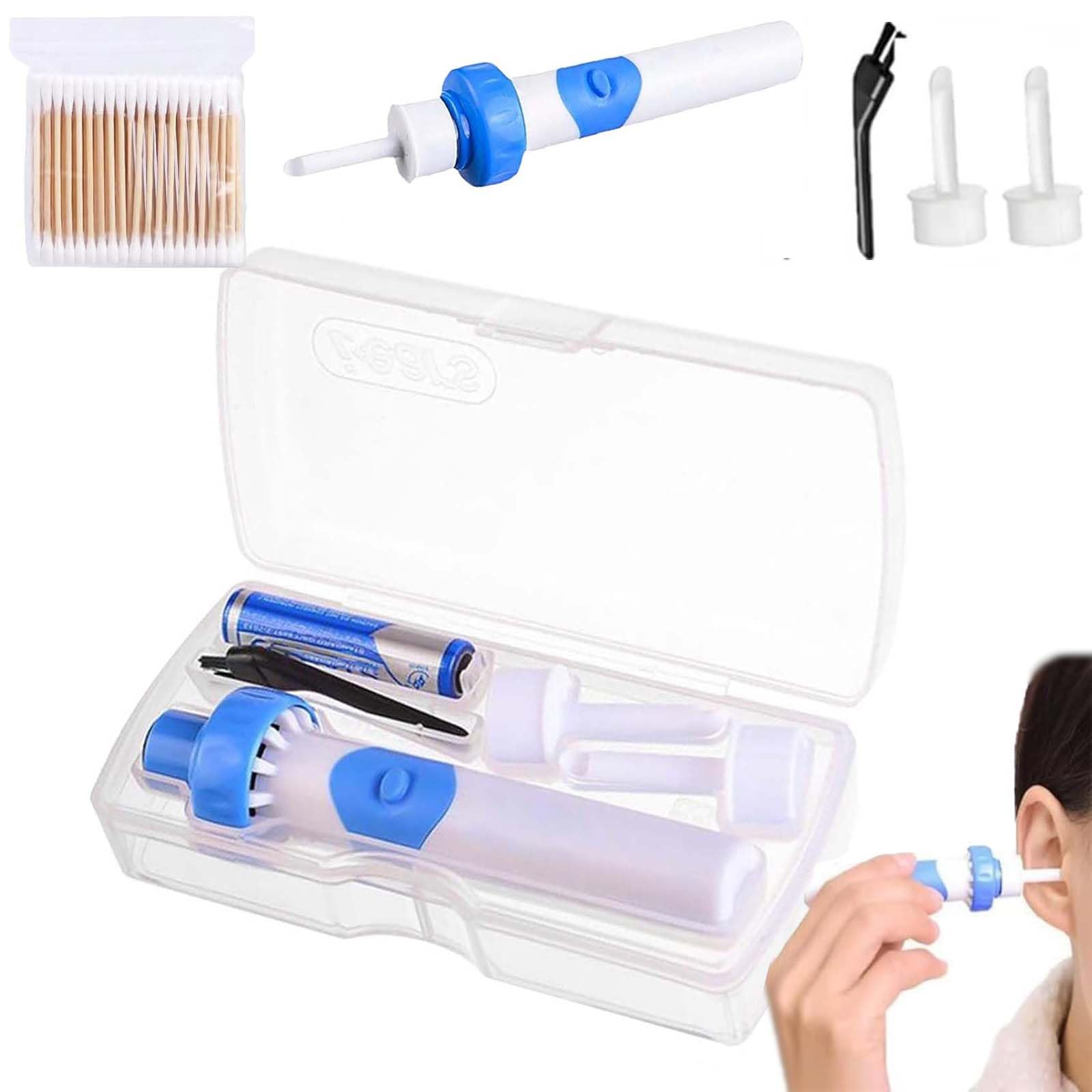 Herramienta para eliminar cerumen Earsavvy, herramienta eléctrica para eliminar cerumen Earsavvy - Aspiradora suave con punta de silicona - Kit inalámbrico para eliminar cerumen. Incluye 2 cabezales de repuesto (1 juego).