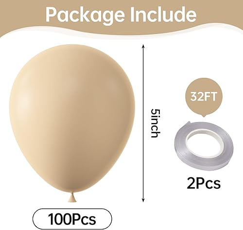 Vista 66 de KALOR Globos de arena blanca retro, 100 piezas de 5 pulgadas mini globos de látex mate para arco de guirnalda de globos, decoración de cumpleaños