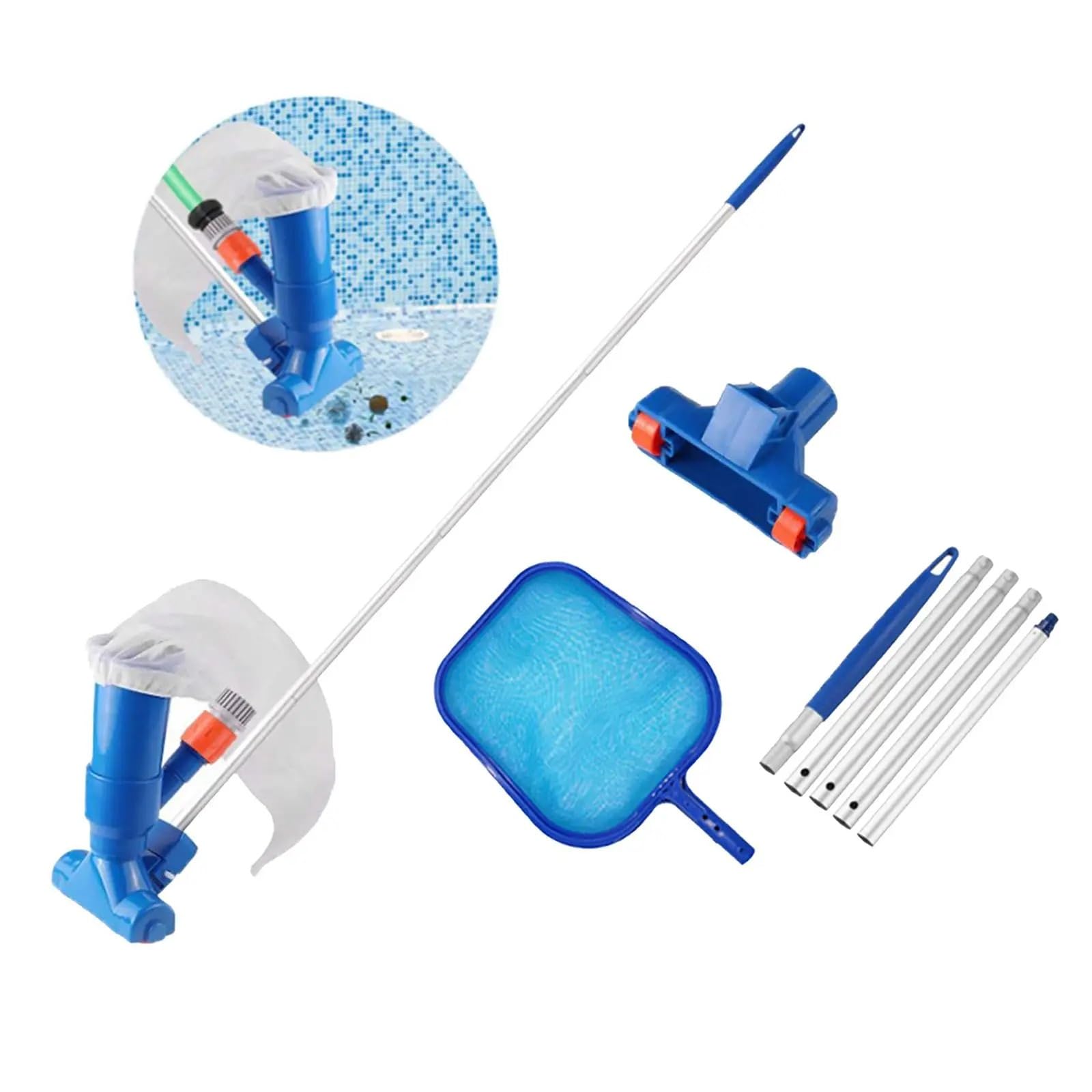 aspirateur Piscine Kit d'entretien de Nettoyage de Piscine Filet à Mailles Fines Aspirateur à Eau Poignée de pulvérisation Kit de Nettoyage de Spa Accessoires Outils de Nettoyage Kit Piscine