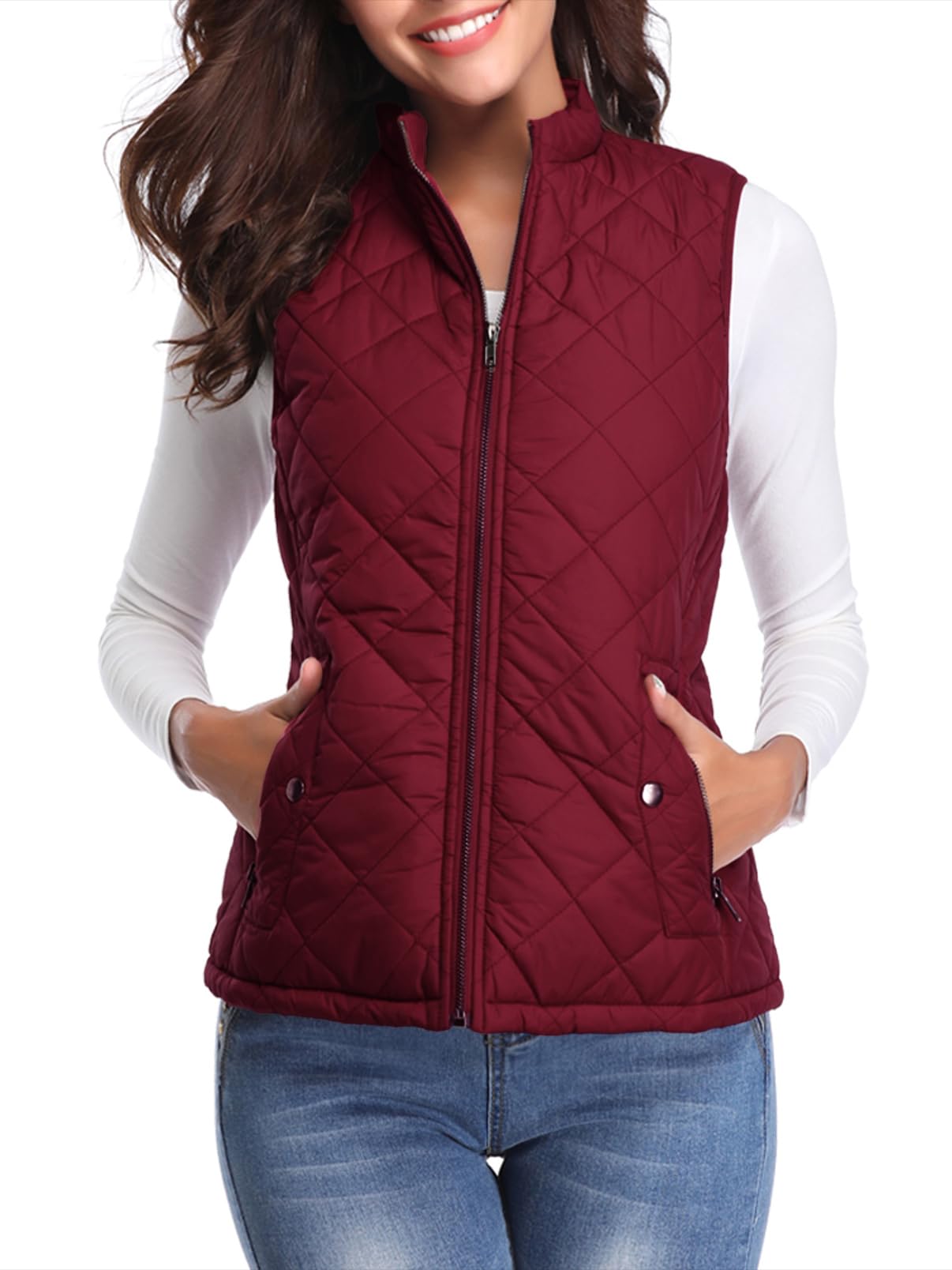 fuinloth Gilet Donna Smanicato Primaverile Autunno Invernale Panciotto Dritto Giacche Leggeri Senza Maniche Giacca