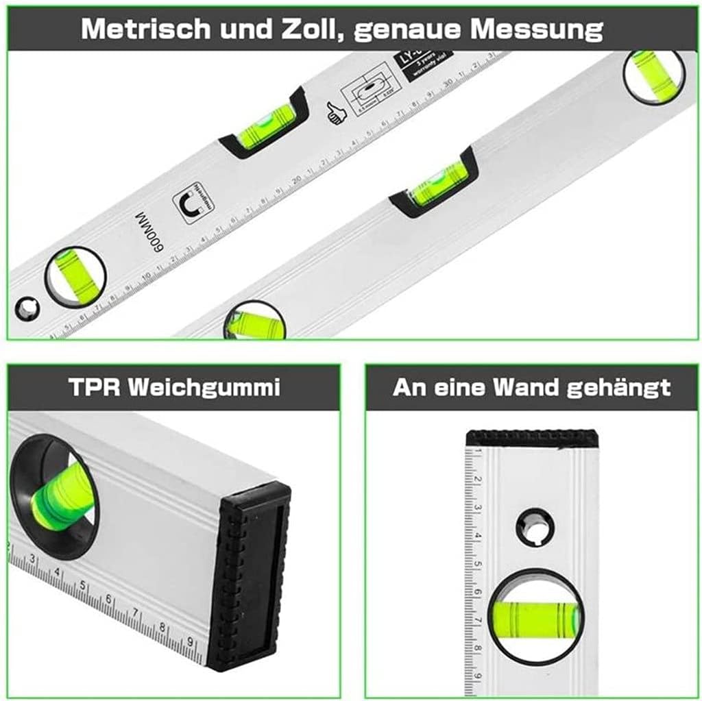 High-Precision Spirit Level Magnetic Alloy Solid Balance-Foot Drop Resistance Bubble Minor Renovation Level Water Gauge Ruler(500MM)