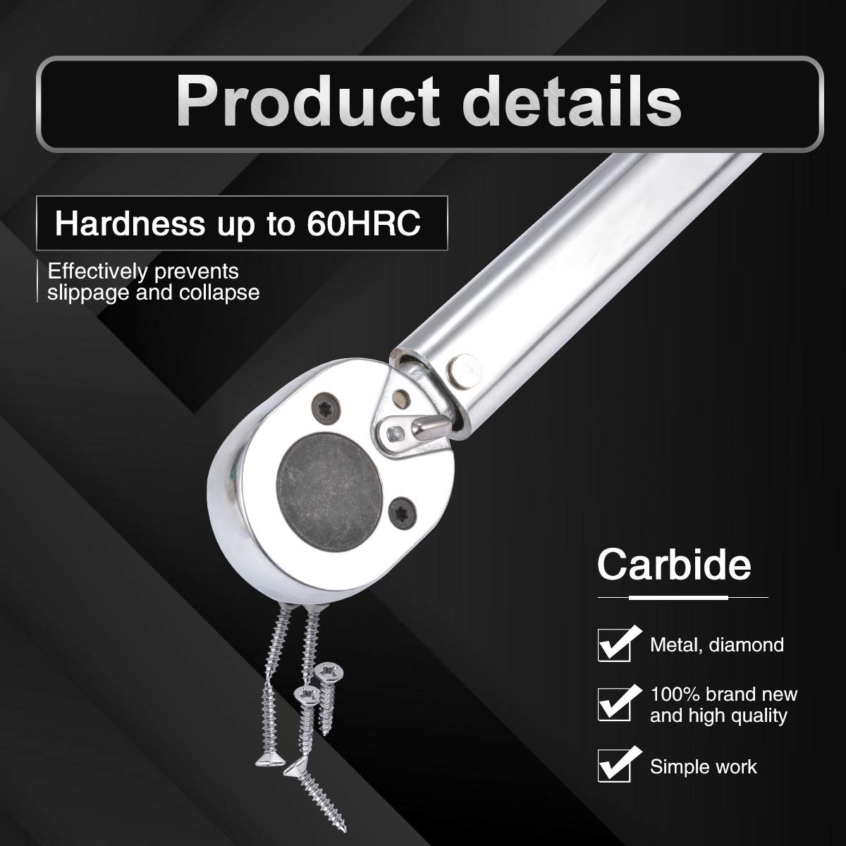 KATUR 5Pcs Drive Click Llave dinamométrica, 1/2 pulgada de diámetro de la cabeza 28-210mm Longitud Drive Juego de llaves dinamométricas ajustables