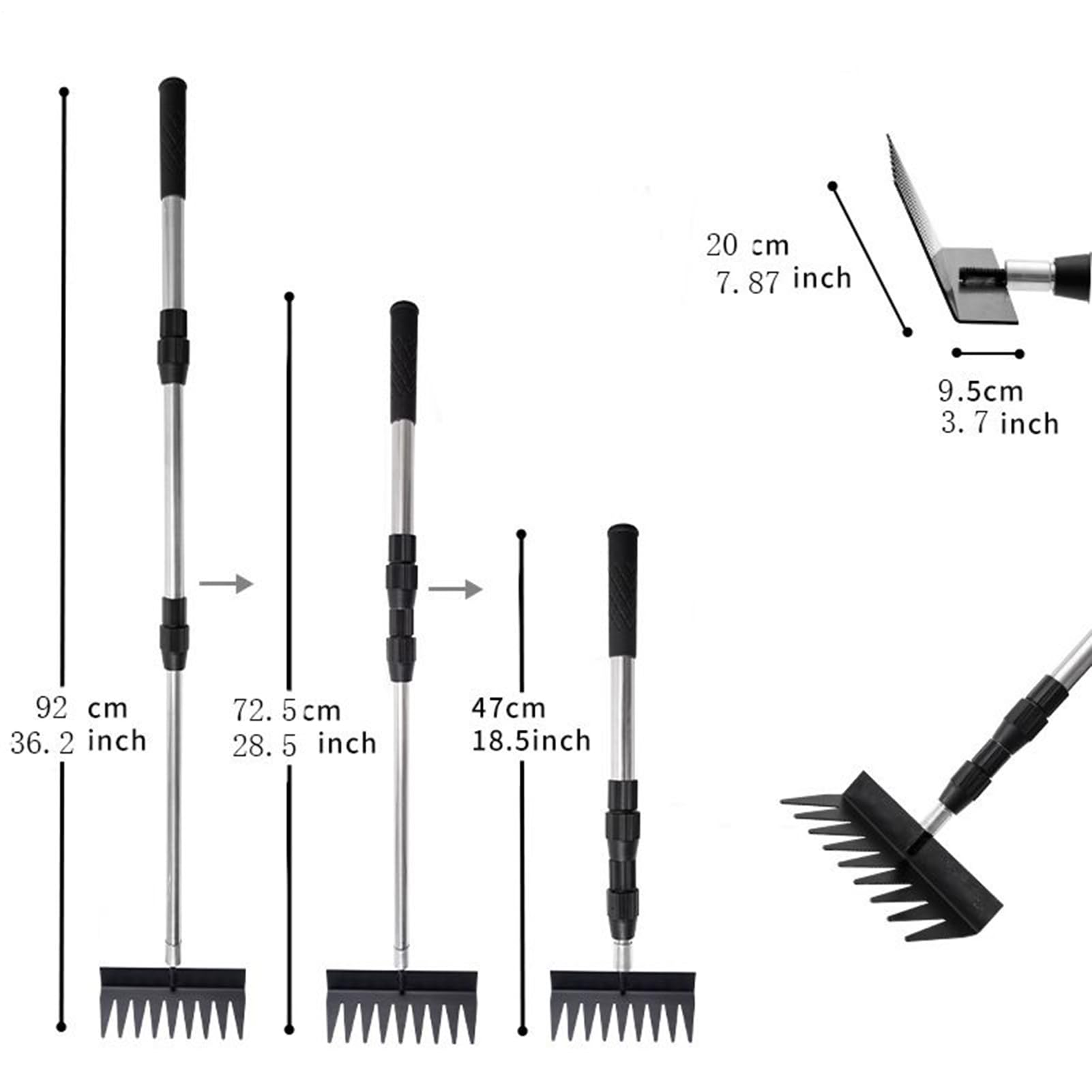 Ramasse-Crottes à Poule Outil nettoyant Multifonction Ergonomique 4 têtes | Pelle à Litière pour Poulailler avec Manche Extensible Outil de Nettoyage pour Élevage Avicole, Litière, Fumier