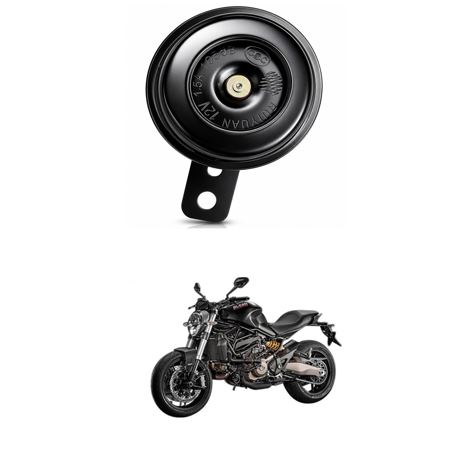 Universal 12V Single Disc Horn | 105dB Super Loud Electric Horn | Waterproof Metal Body | Universal Fit for Cars, Bikes, Scooters & SUVs | Black Comfortable With Mon-ster 821-image-22
