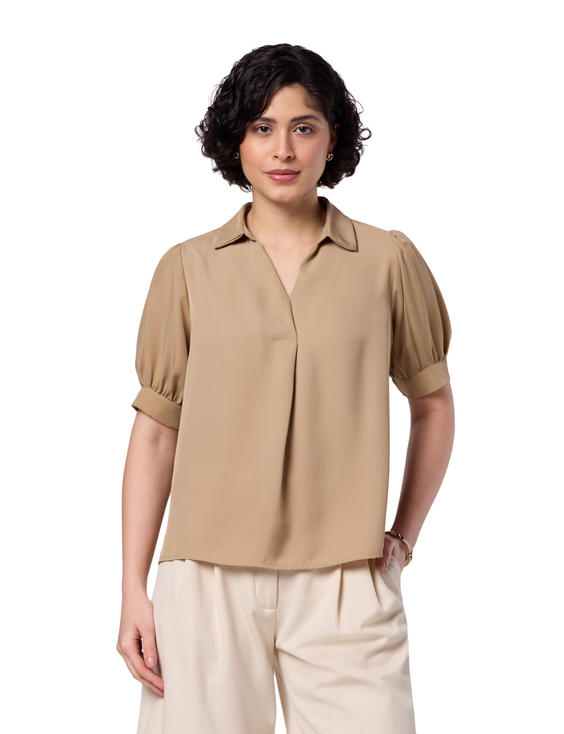 symbol premium Women's Solid Desk-to-Dinner' Regular Fit Collared Top (Available in Plus Sizes)-picture-32