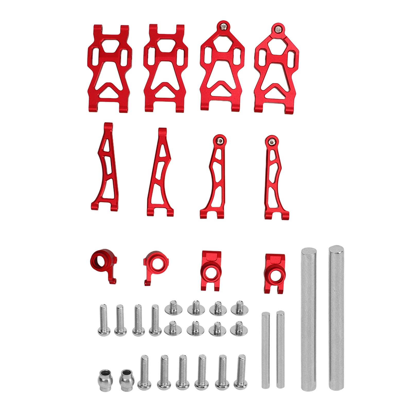 Rosvola Kit de Brazo de Suspensión de Aluminio para Coche RC 1/16 (Rojo) | Construcción de aluminio duradera, Se adapta a SCY 16101PRO 16102, Piezas de suspensión de repuesto