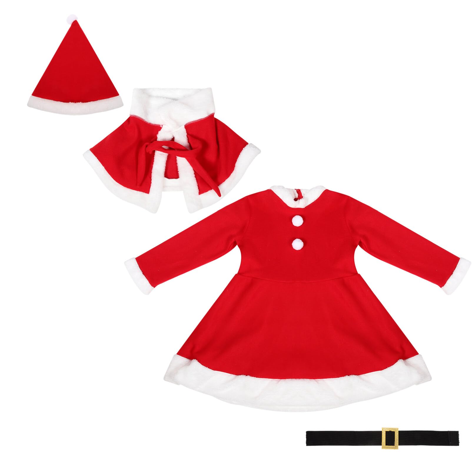 SOIMISS Costume de Père Noël pour Fille avec Robe Chapeau Châle et Ceinture pour Noël et Fêtes