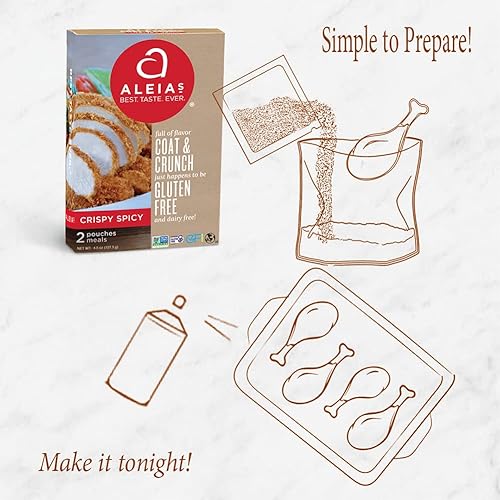 Miniatura 4 de ALEIA'S BEST. TASTE. EVER. Crispy Spicy Coat & Crunch  4.5 oz  2 unidades  Empanado crujiente para aves de corral, carne, mariscos, verduras