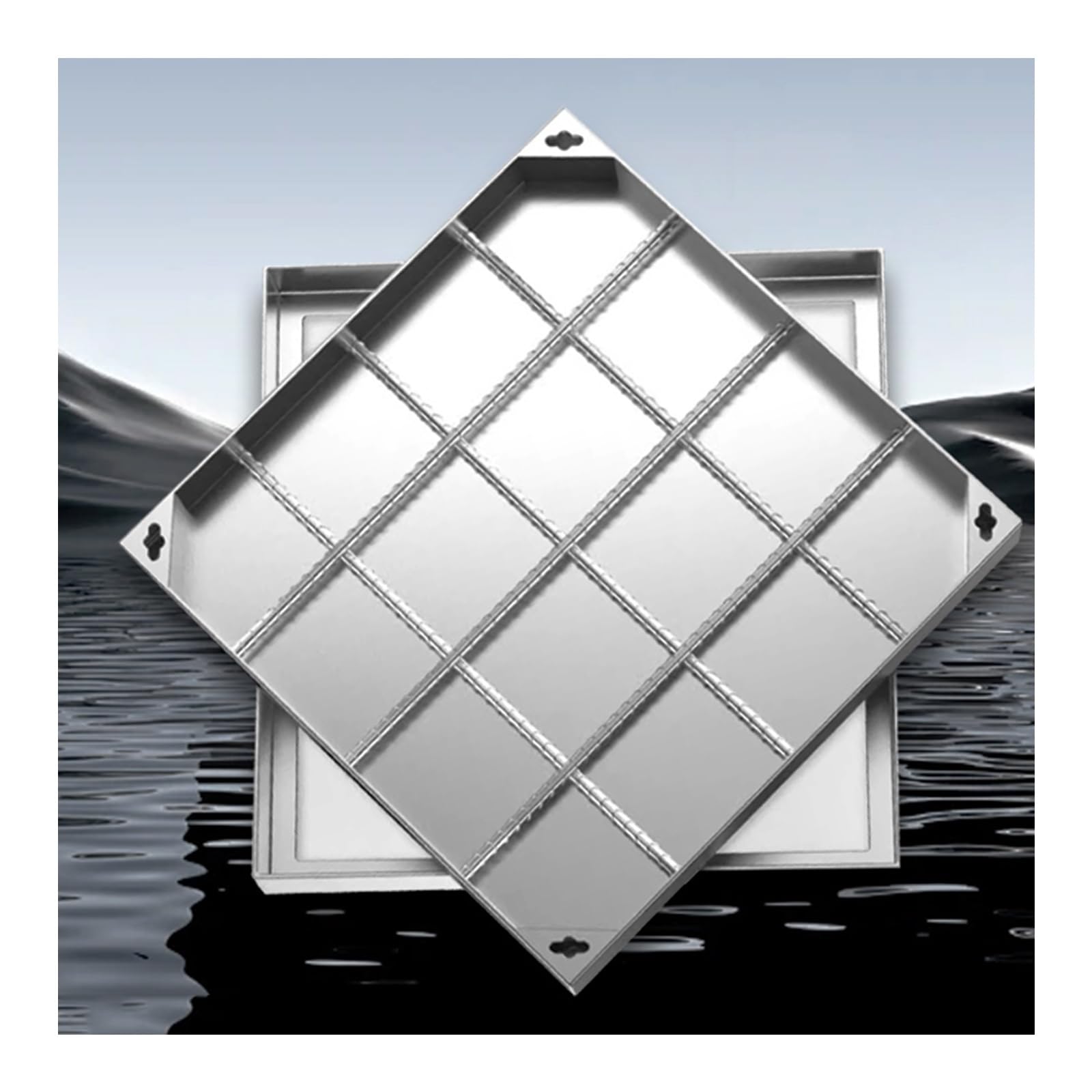 GJMSSMY Stainless Steel Manhole Cover & Drainage Grate, Portable Sewer Access Lid for Highways, and Heavy-Duty, Ideal for Outdoor Use