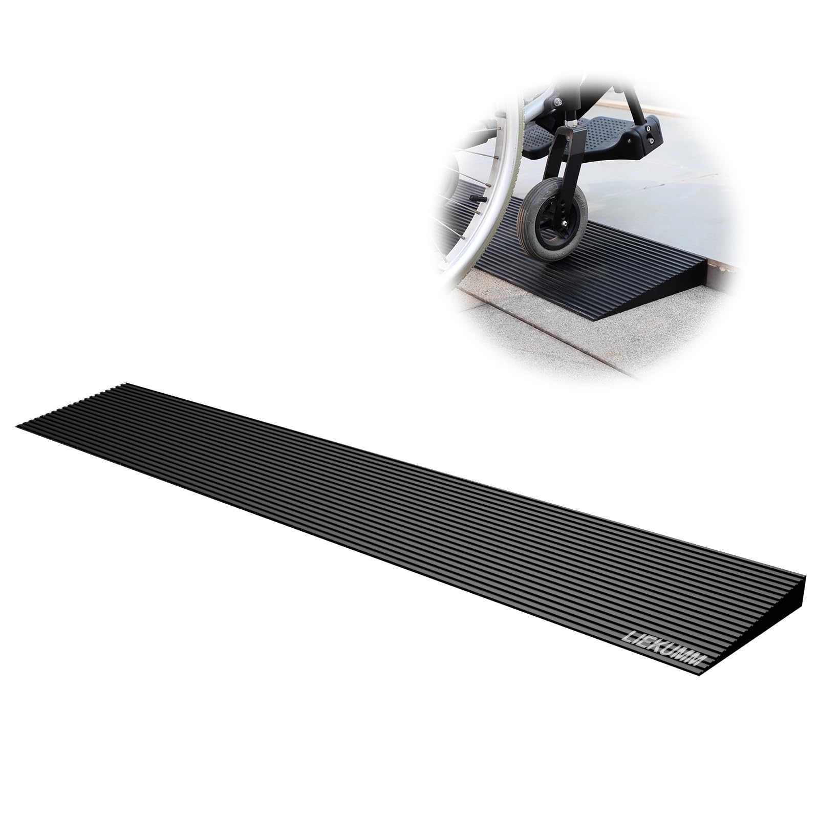Liekumm Straight Rubber Ramp Wheelchair Ramp 2.5 Cm Height, 650 Kg Load Capacity Non-Slip Threshold Ramp, Ramps For Wheelchairs, Mobility Scooters, Electric Wheelchairs, Bicycles, Wheelchair Ramps For Doorways, Steps
