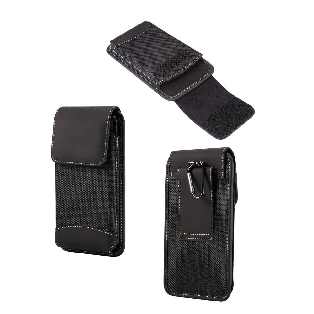 Belt Case Cover Vertical Design Leather and Nylon pour Nokia 2.3 (2019) - Black