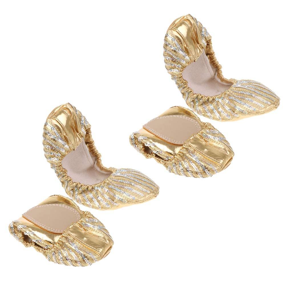 CALANDIS™ 2Pairs Women Ballet Dance Ballet Shoe PU Leather Soft Flat Heel Slipper L+XL | Belly Dancing | Adult Dancewear | Dancewear-image-47
