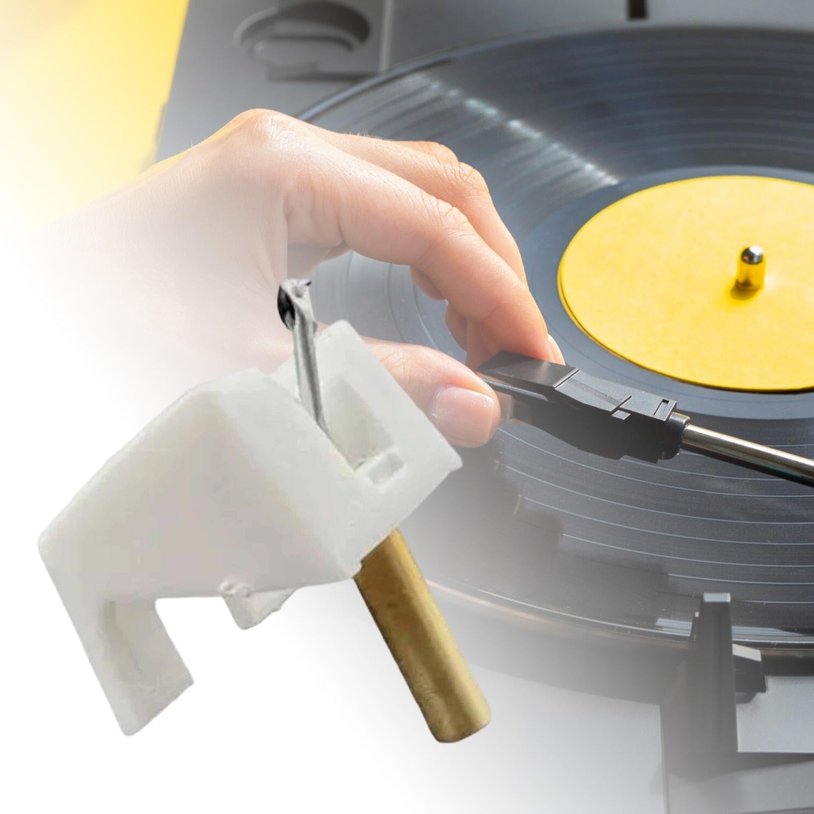 Puntina per Giradischi di Ricambio per Giradischi, LP, Fonografi, Accessori, Testine Fonografiche, Puntina per Vinile Realizzata in Metallo, Adatta PE, Bianco