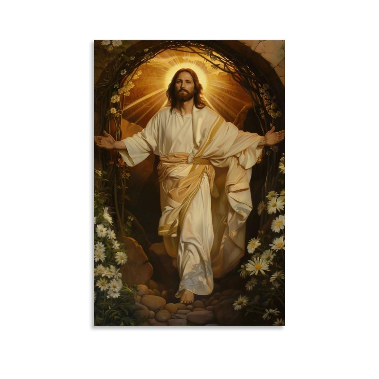 JUWRHRHHRH Resurrection of Jesus Christ 03 Poster Canvas Aesthetic Wall Art Painting Decor for Living Room Bed Room 20x30inch Unframe-style