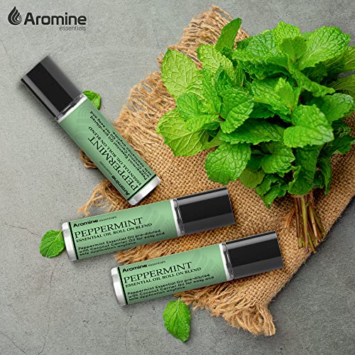 Peppermint Essential Oil Roll On, Pre-Diluted 10Ml (Pack Of 2). Premium Quality, Therapeutic Grade Topical Ready Aromatherapy Oil #TOP6