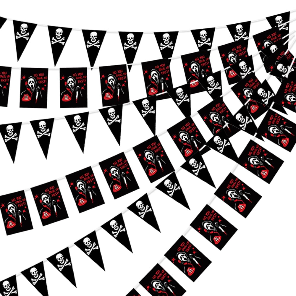 Bannière Halloween rectangulaire et triangulaire lot de 2 pour décoration de bar