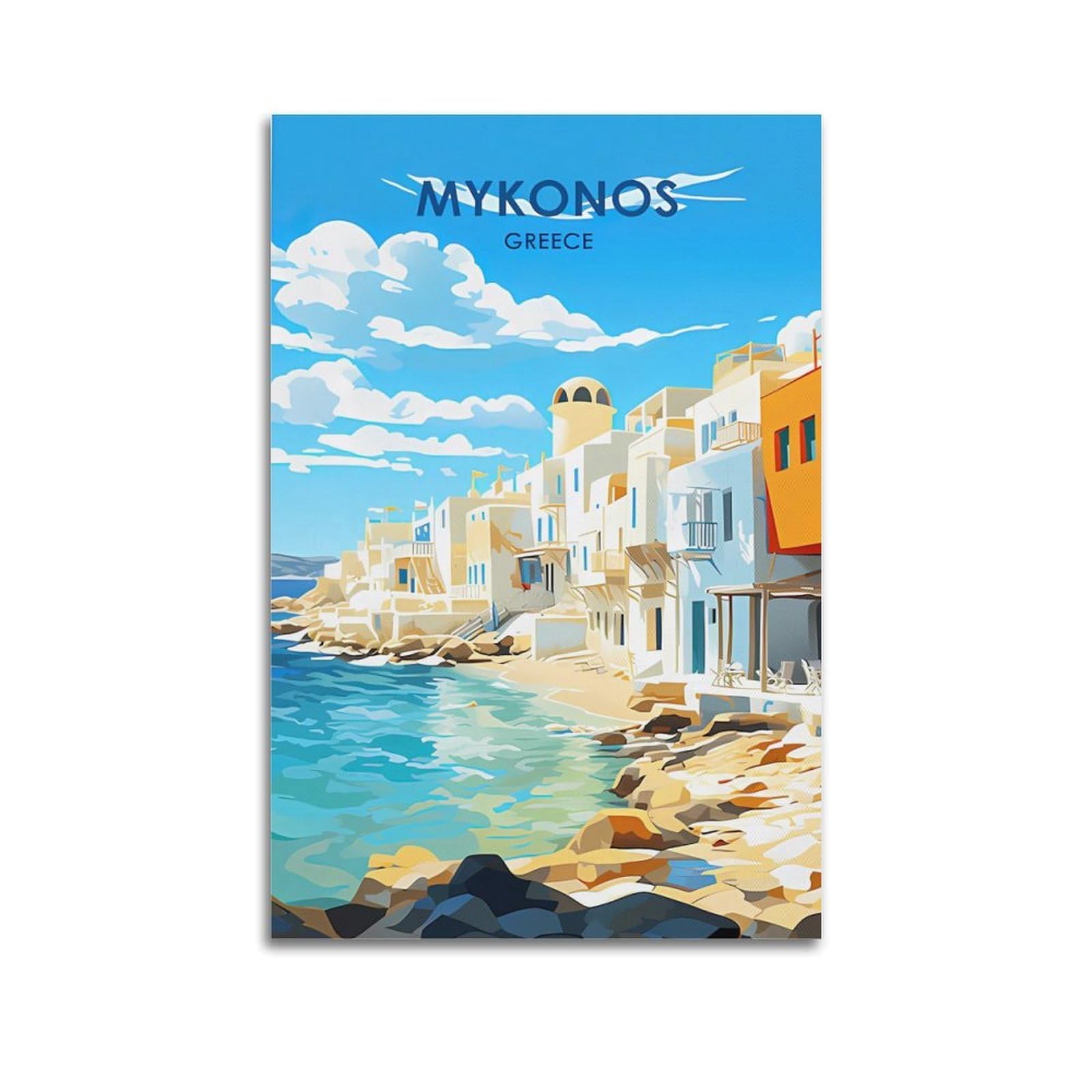 EZMLFA 5D Diamond Painting Kits,Mykonos Greece Diamond Art Kits Adults, Create Your Own Diamond Painting Full Drill Gifts for Home Decor 40x40cm
