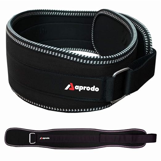 APRODO Unisex 5  inch Wide Nylon Eva Waist Support Belt Sport Pressurized Weightlifting Bodybuilding Fitness Squatting Training Lumbar Back Supporting Safety Belt