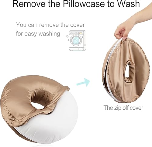 Miniatura 10 de Heal n Hope Almohada de satén sedoso con agujero para dolor de oído CNH Piercing Alivio del dolor de la presión del sueño, dolor de costado,