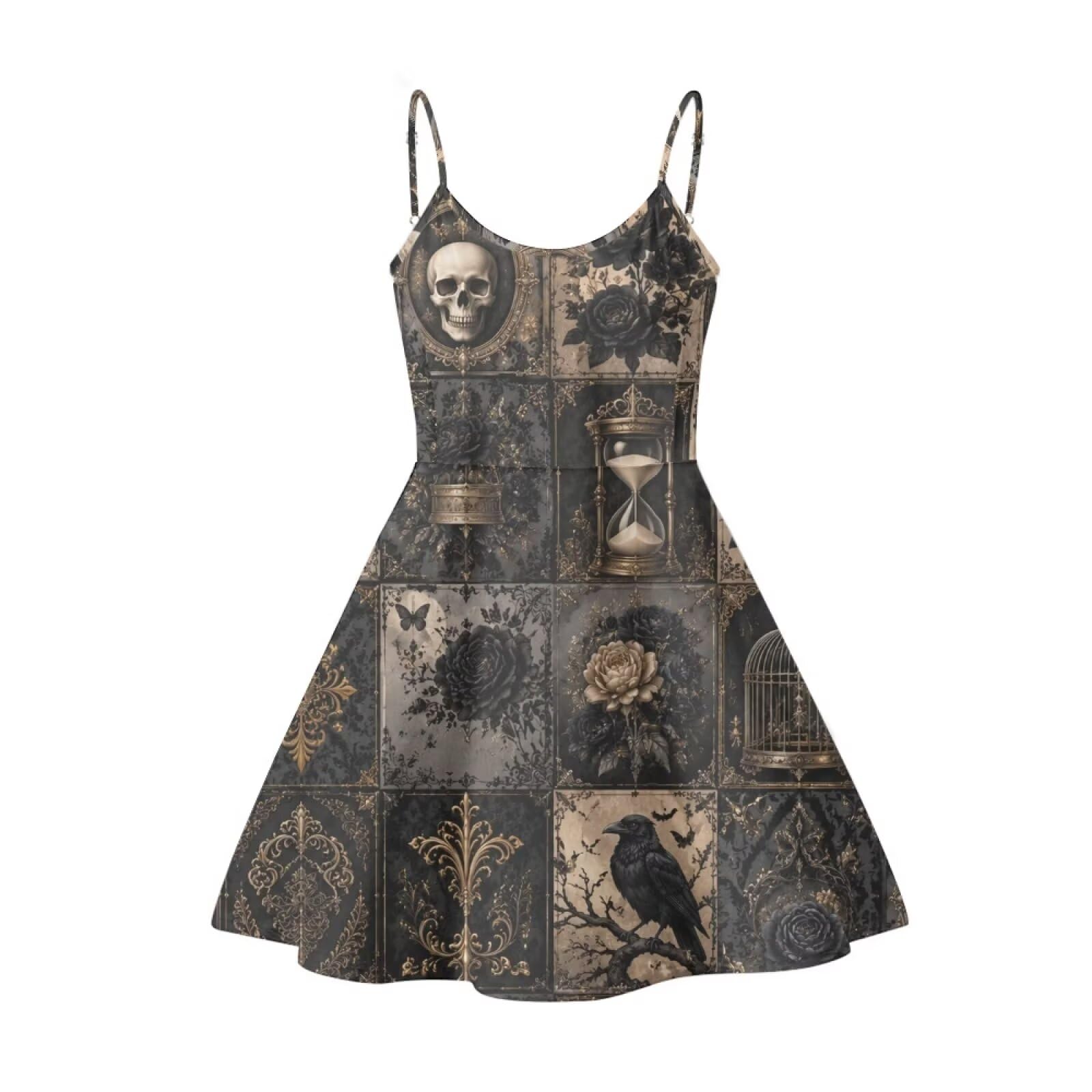 Women's Spaghetti Strap Dress Summer Casual Swing Sundress Girls Beachwear Swing Mini Dress