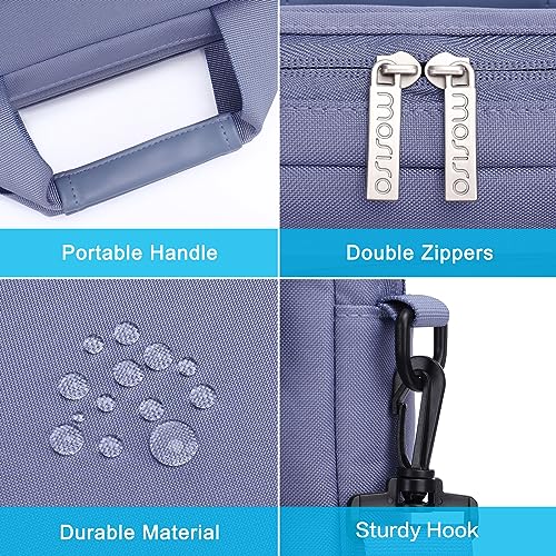 Image of MOSISO Laptop Shoulder Messenger Bag Compatible with MacBook Pro 16 inch 2023-2019 M2 A2780 M1 A2485 A2141,15-15.6 inch Notebook with 2 Raised&1 Flapover&1 Horizontal Pocket&Handle&Belt, Lavender Gray