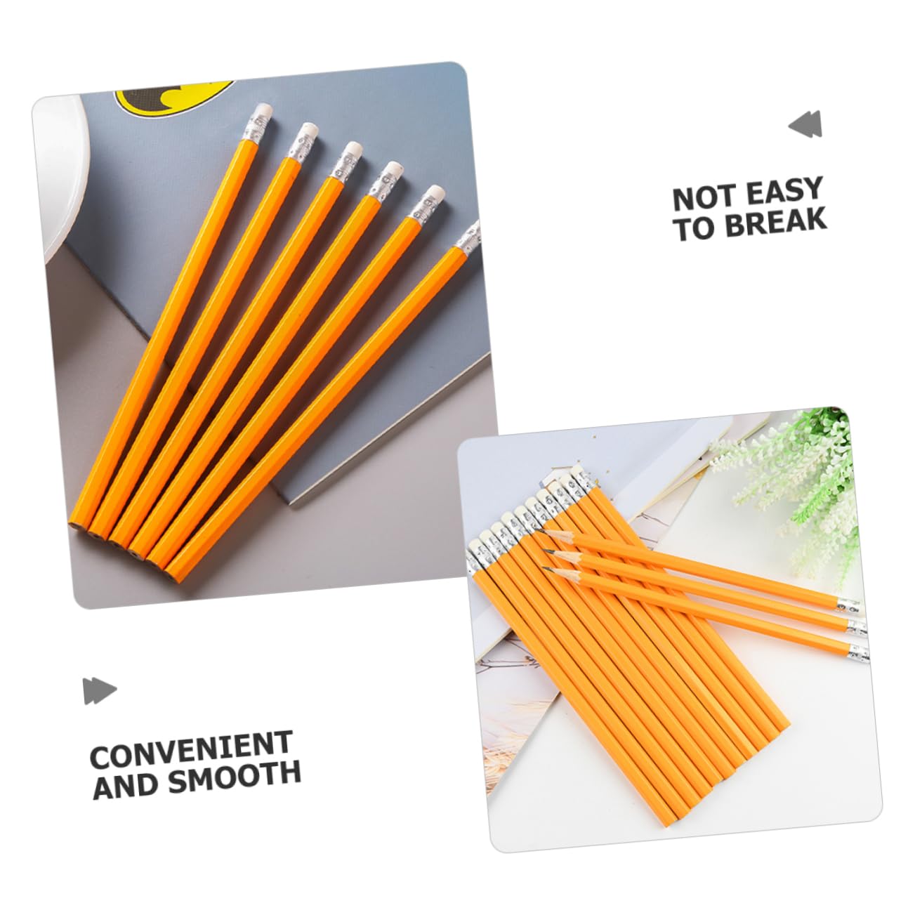 Uonlytech 100 Matite in Legno Arancioni con Gommino, per Scrittura e Appunti, Uso in Aula e Ufficio, Confezione Pratica per Studenti e Insegnanti