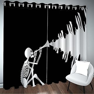 FACWAWF Tende Decorative di Halloween Modello Horror Soggiorno Camera da Letto Balcone Decorazione Tende Anti-Ultravioletto Isolamento Termico E Isolamento Acustico Tende Oscuranti 2xW110xH215cm