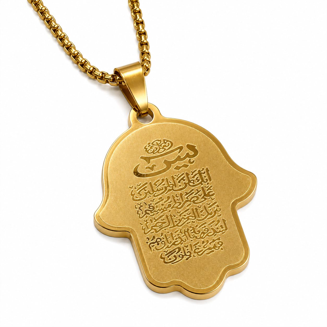 Gold Stainless Steel Hamsa Pendant 43x32x1.5mm 22in Gold Stainless Steel SPn2026565-image-33