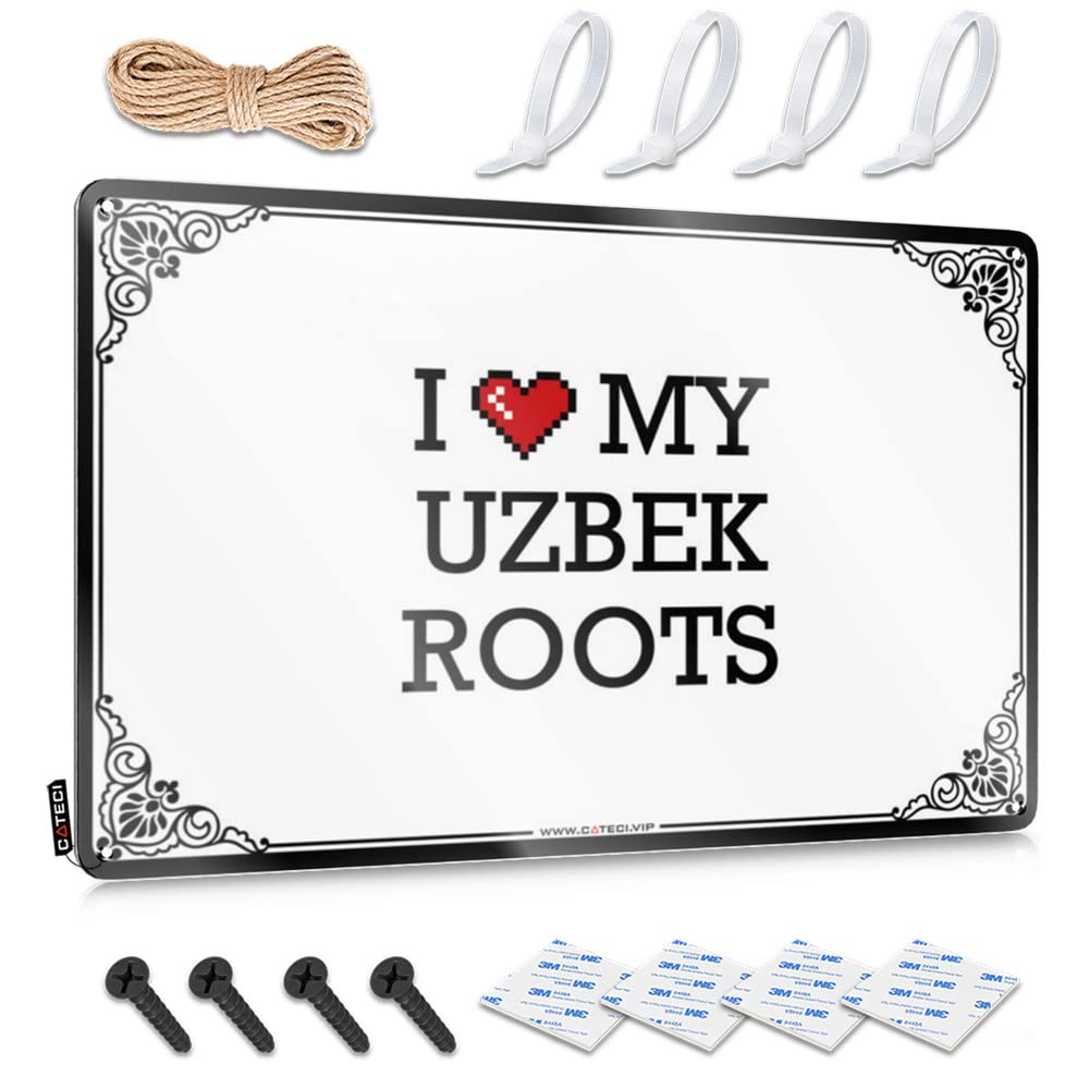 Beer Accessories, Tin Wall Decor Shop Accessory I Love My Uzbek Roots | Rustic Weathered Wall Art(30X40CM)