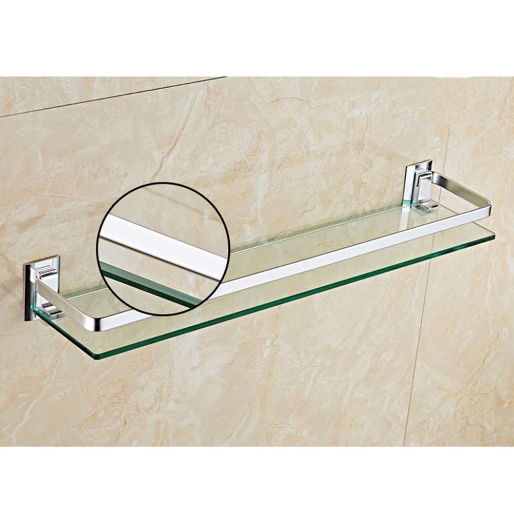 Eckregal Für Küche Und Bad, Regal Aus Gehärtetem Glas, Badezimmerregal Mit Reling Zur Wandmontage, Edelstahl Matt, 50 cm, 60 cm