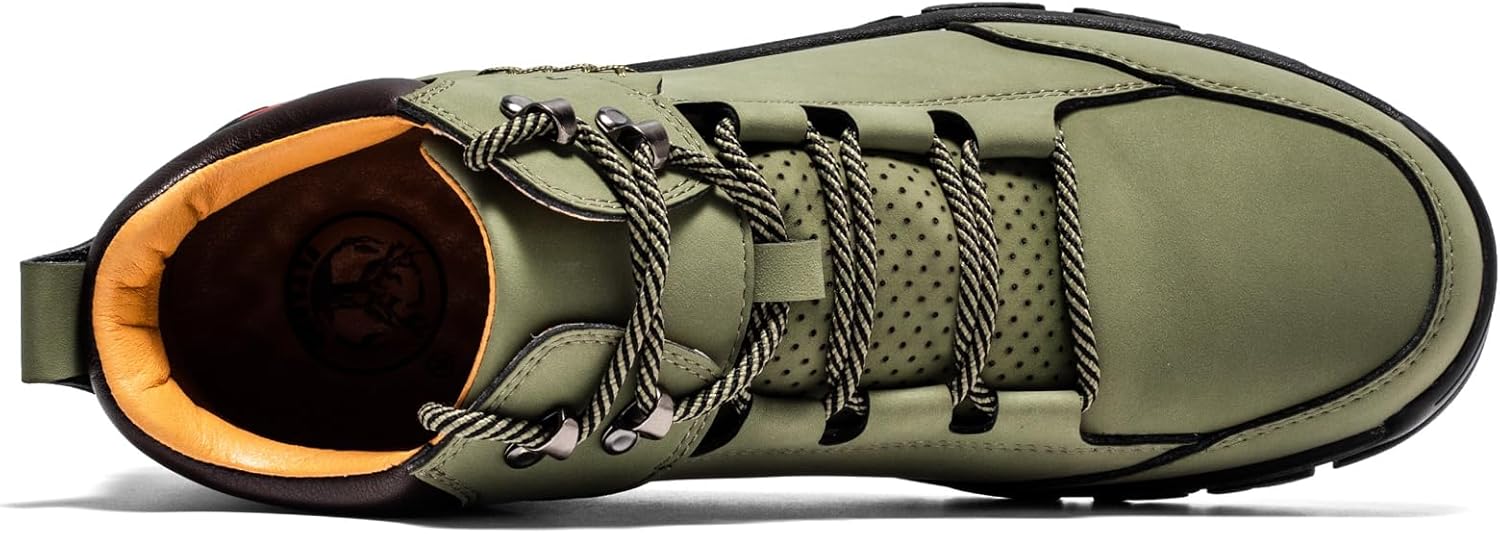 FLYLAND Men's Casual Leather Shoes Chukka Ankle Boots Handmade Fashion Shoes Non Slip Breathable Comfortable Mid Top for Driving Walking Outdoor - Image 2