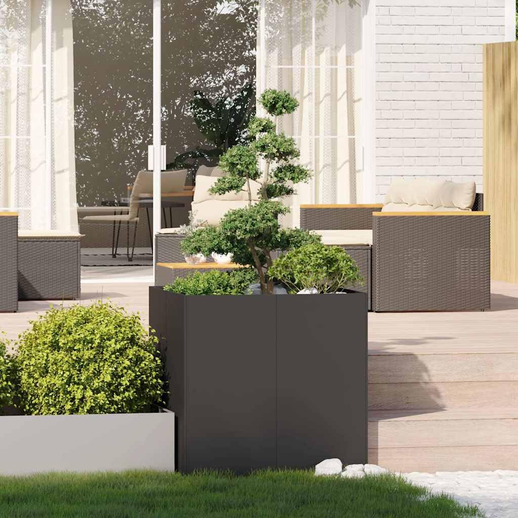 vidaXL Jardinera Acero Negro 80x80x80 cm, macetero, Soporte para Plantas, lecho Elevado, Soporte para jardineras, Bandeja para Plantas