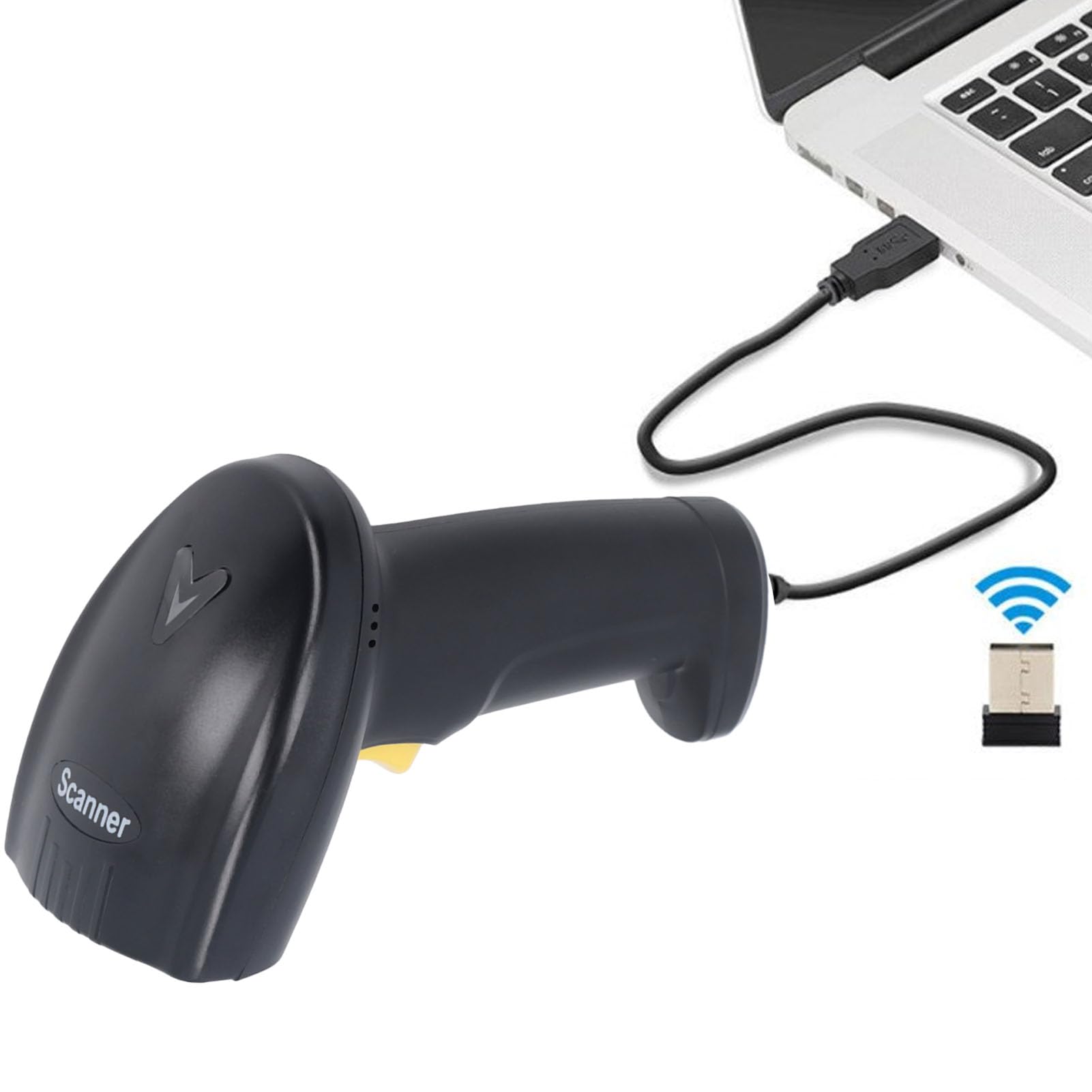 Eujgoov Barcode Scanner, 2.4G Wireless Barcode Reader con Cavo USB,