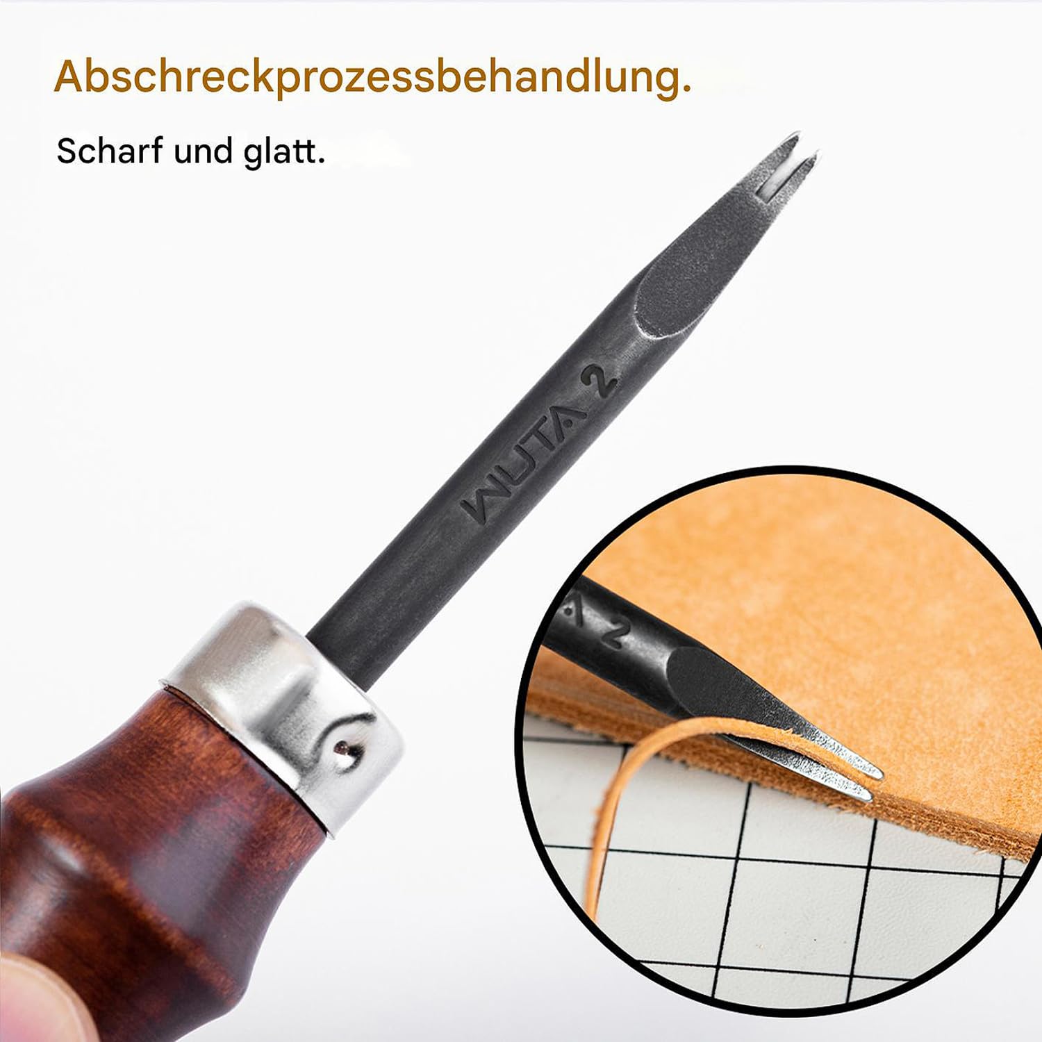WUTA Leder Kantenschneider, 1 Stücke Profi Leder Rand Beveler, Kohlenstoffstahl Holzgriff Lederverarbeitung Kantenschälen(1.0mm)