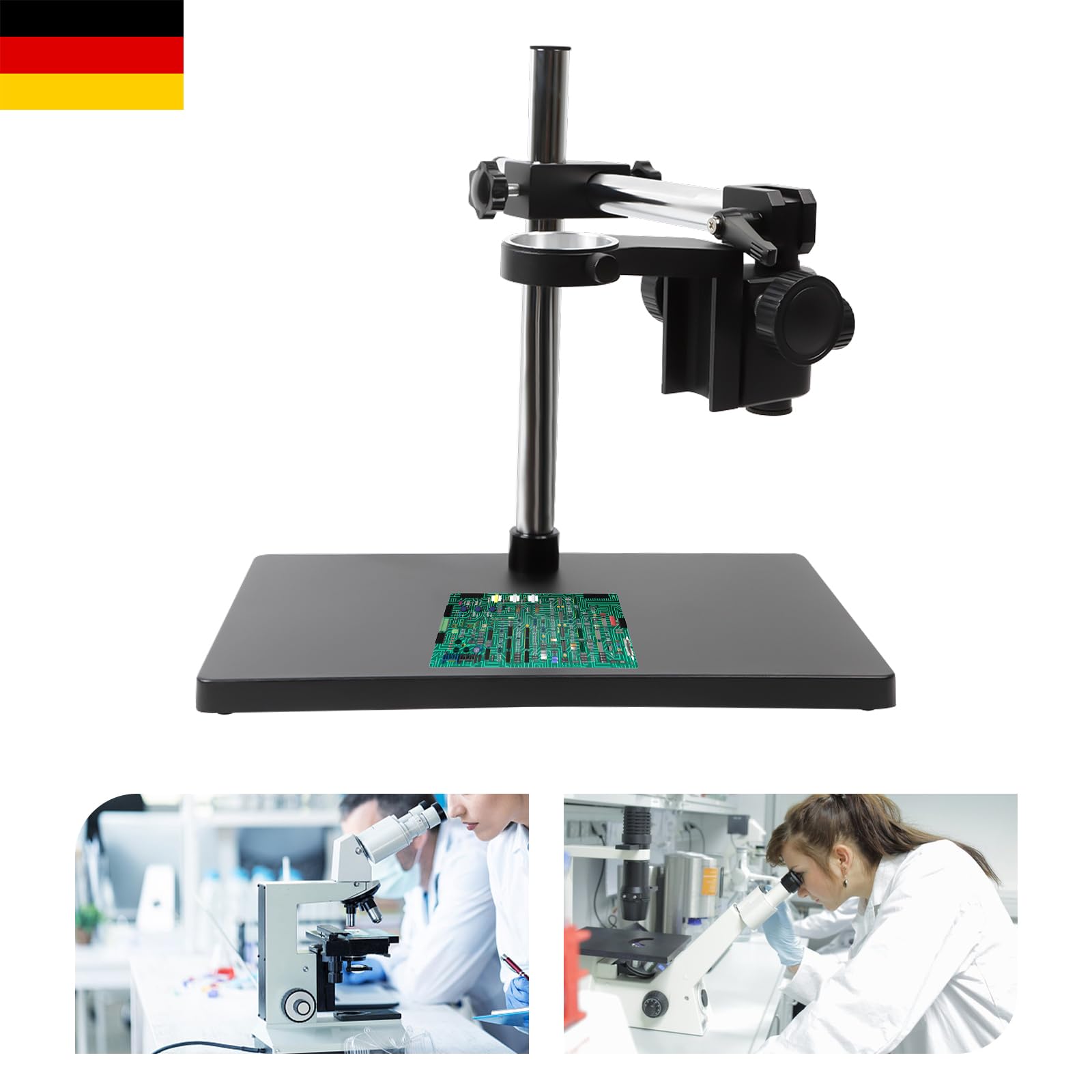 Supporto di base professionale in lega di alluminio universale regolabile in altezza, supporto per microscopio con messa a fuoco manuale per insegnamento, medicina, ricerca, ecc