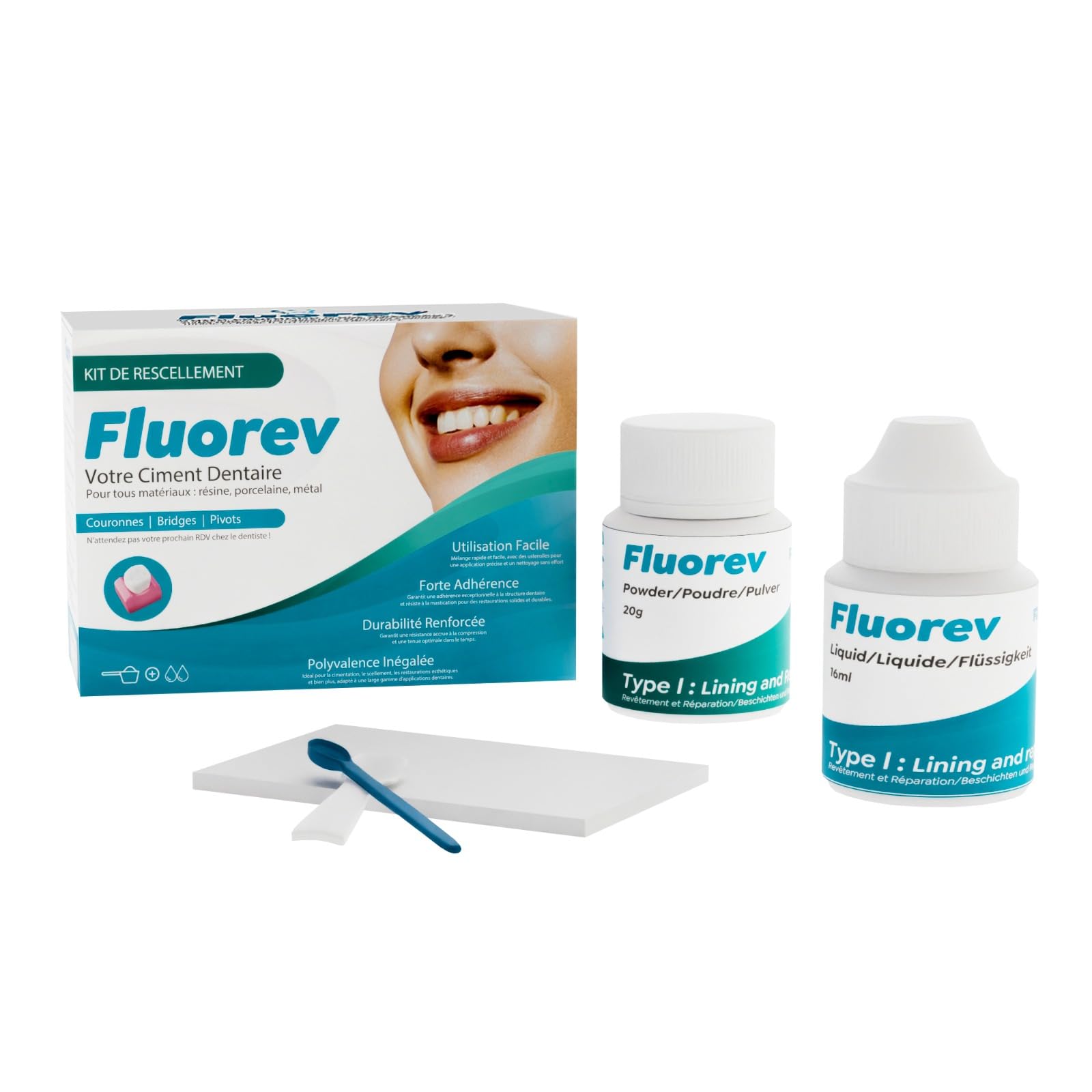 Ciment Dentaire Ionomère - Kit de Rescellement Temporaire pour Obturations Dentaires Urgentes - Pansement Dentaire de Haute Qualité, Facile à Utiliser (1 x Kit de Rescellement)