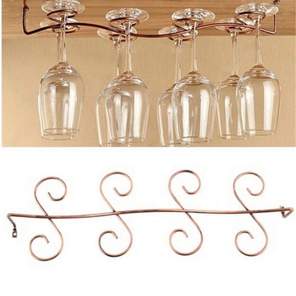 Portabicchieri Da Parete QUARKZMAN In Acciaio – 260x110x30 Mm, Argentato, Con Viti Per Montaggio A Scomparsa, Per Bicchieri Da Vino E Cocktail