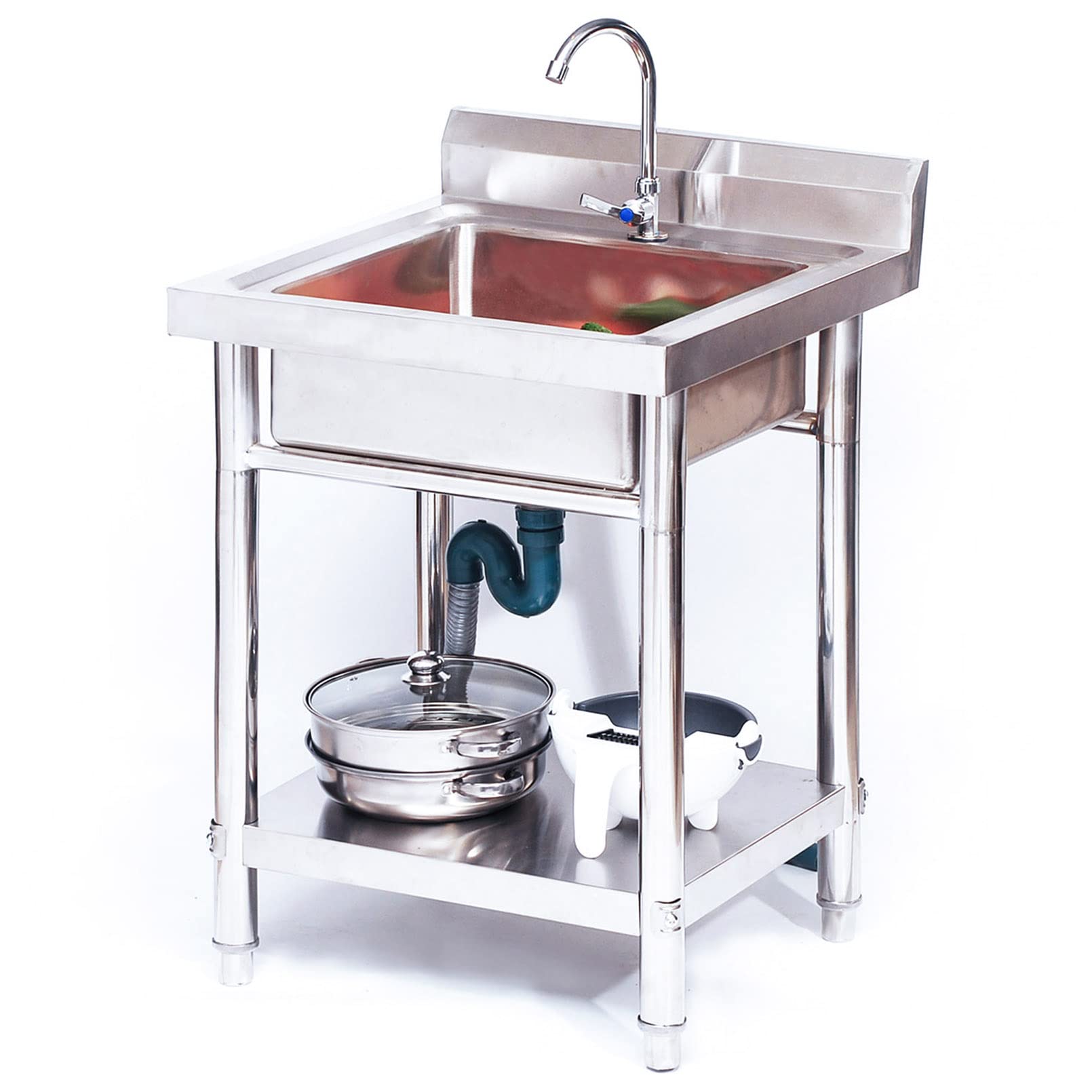 Évier à une cuve en acier inoxydable pour organiser votre buanderie ou cuisine d'été