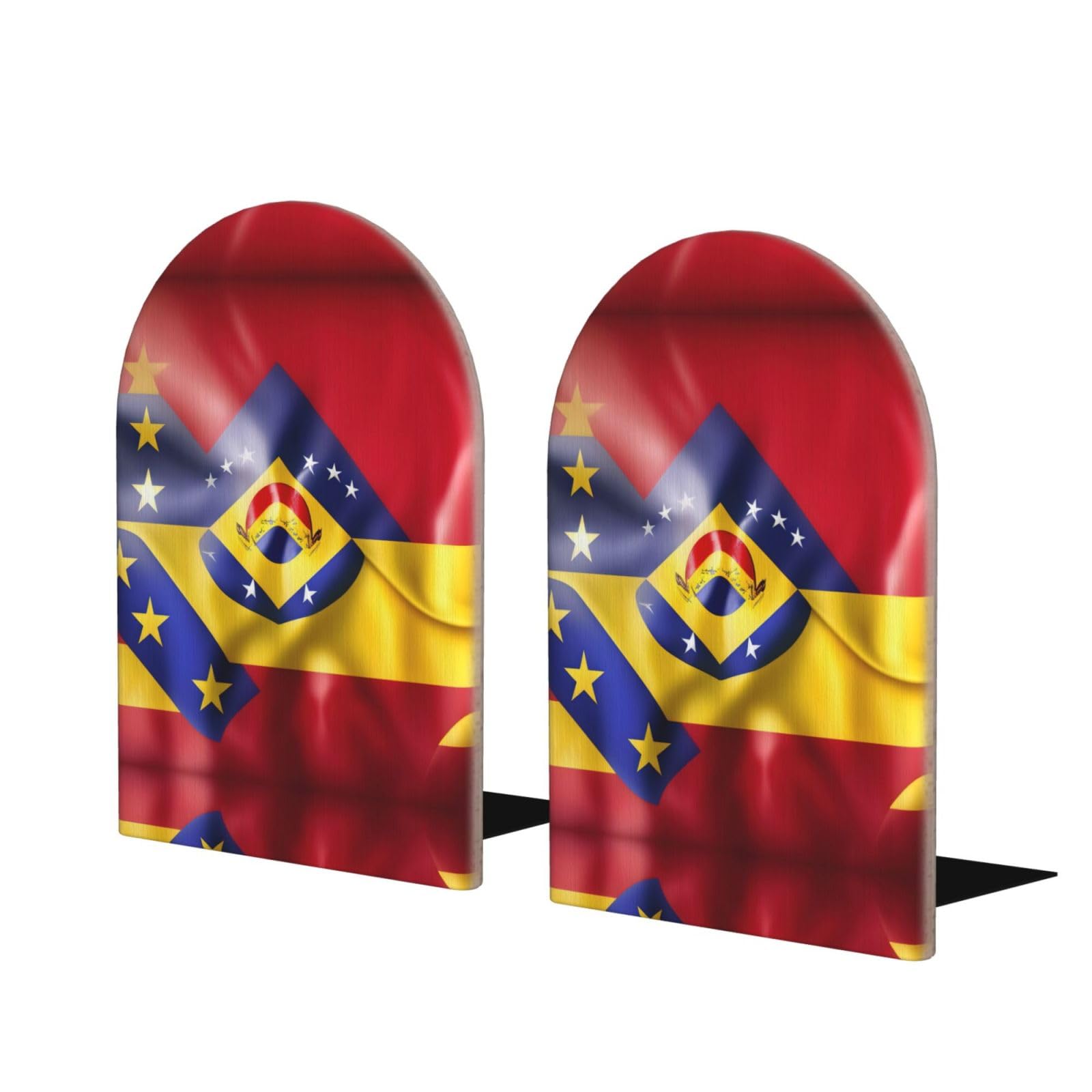 Serre-livres en bois très résistants avec drapeau Venezuela pour livres lourds